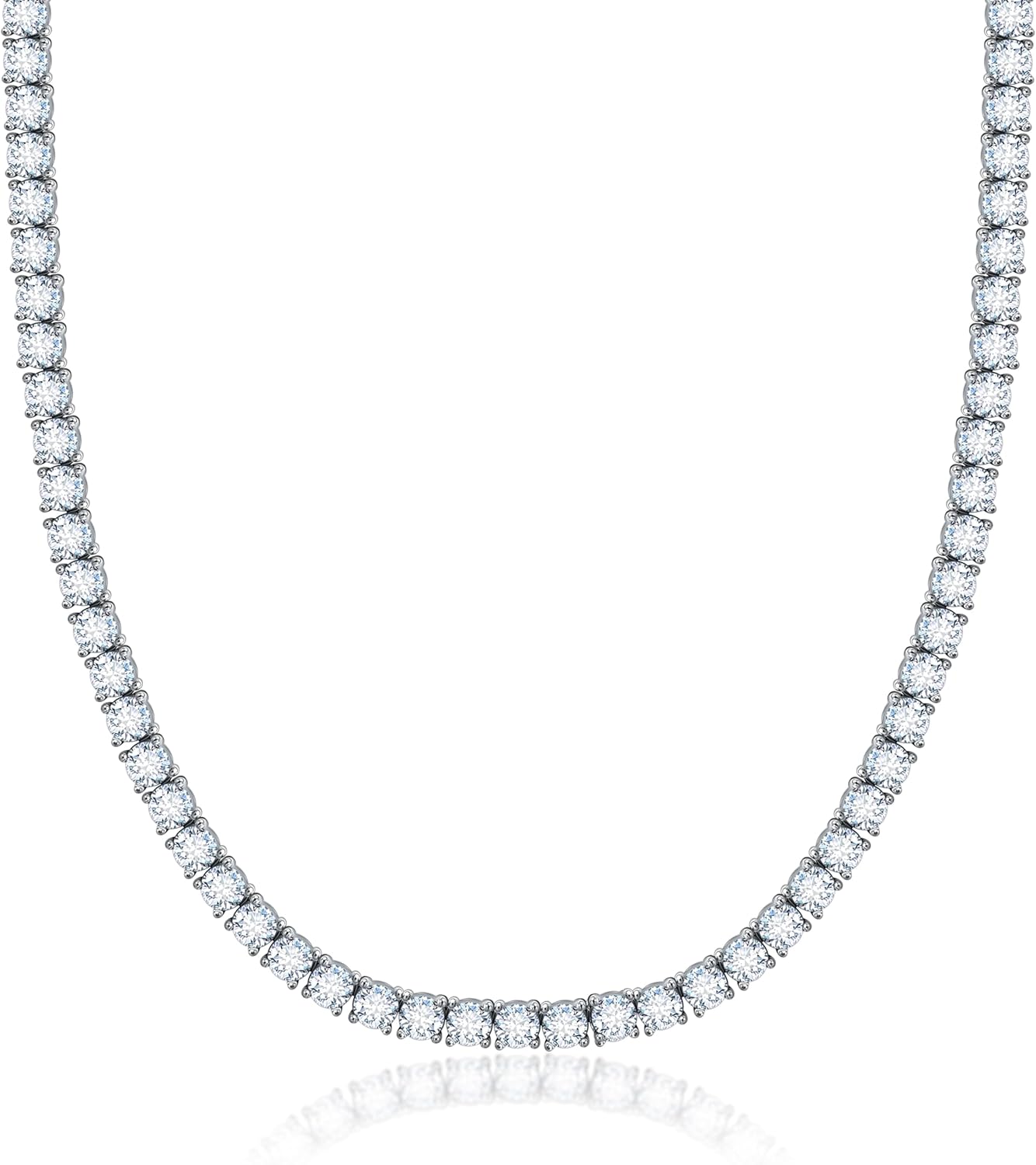 Unisex Sterling Silver 4mm Cubic Zirconia Tennis Necklace Available in 16"-36" …