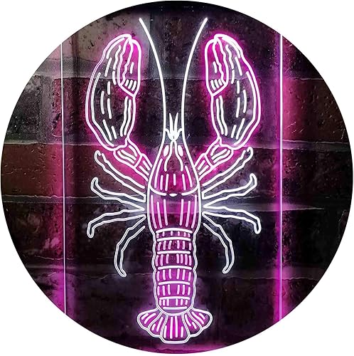 Miniatura 9 de Letrero de neón LED de doble color para restaurante de mariscos de langosta rojo y amarillo 16 x 24 pulgadas st6s46-i3721-ry