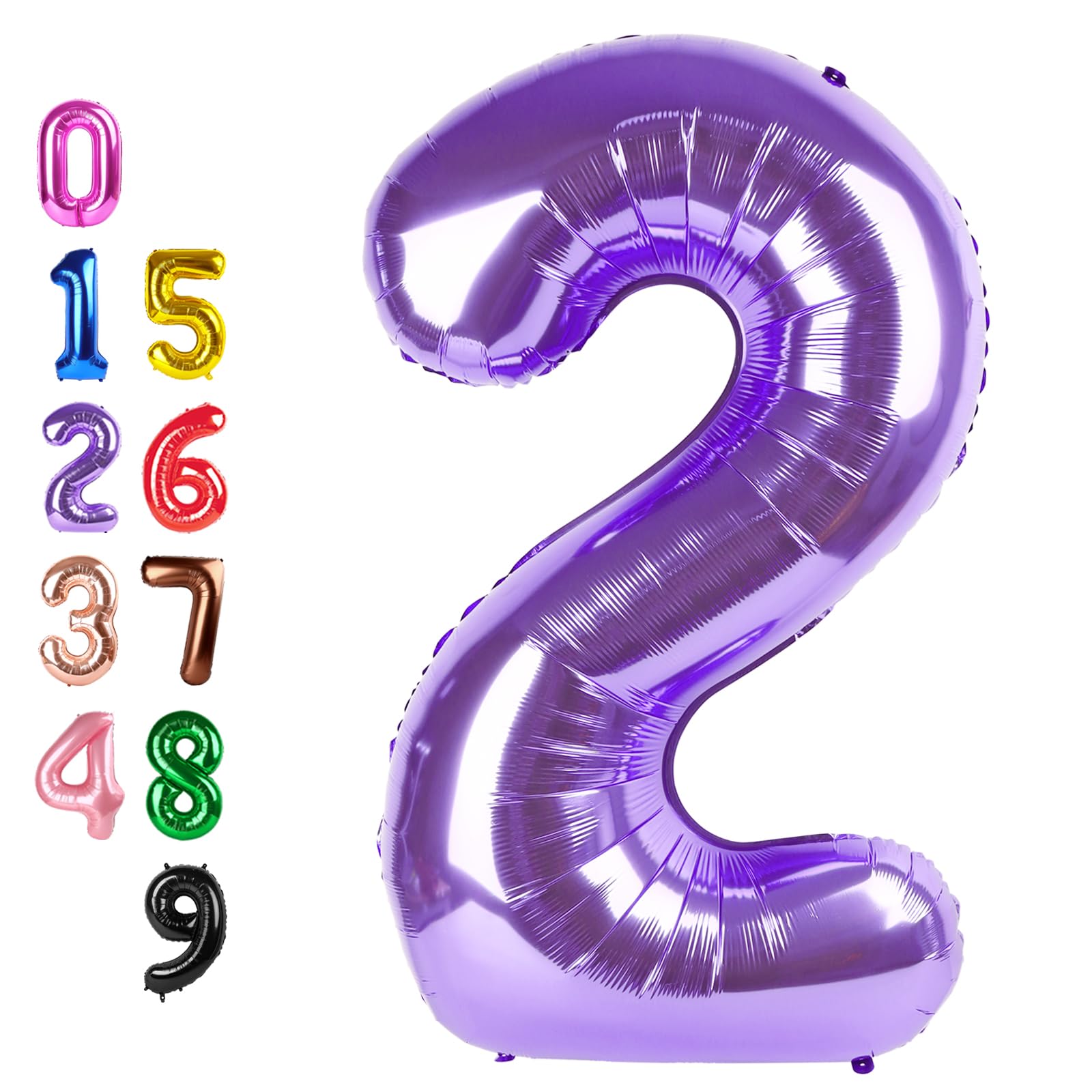 Number Balloons 2 Balloon 40 inch Purple for 2nd Birthday Party Decorations