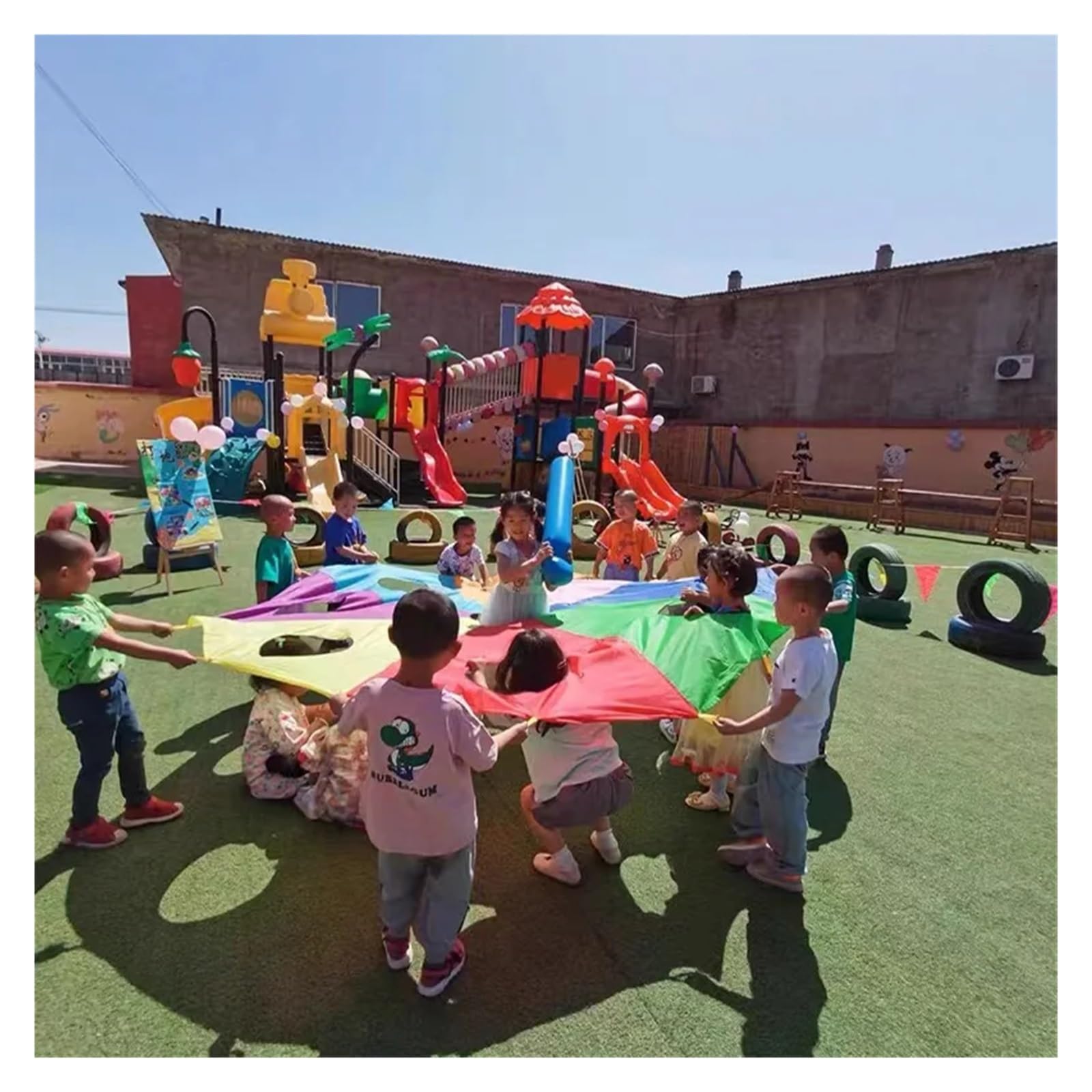 Bunt Fallschirm Trainingsfallschirm, Spielen im Freien, Regenbogen-Fallschirm-Spielzeugzelt, kooperative Spiele for Gruppenübungen, Spielplatzaktivitäten(2PCS 90CM Air Rods)