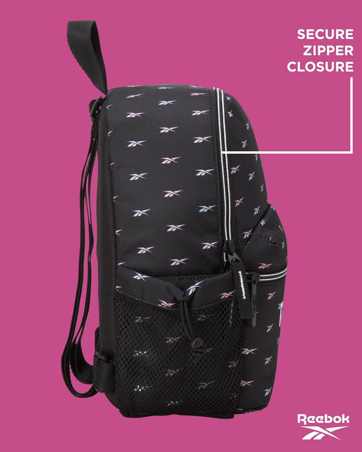 Reebok Womens Backpack - Zipper Closure Mini Lightweight Backpack Purse for Women - Everyday Bag & Travel Bag for Women, Serena Black Print - Image 6