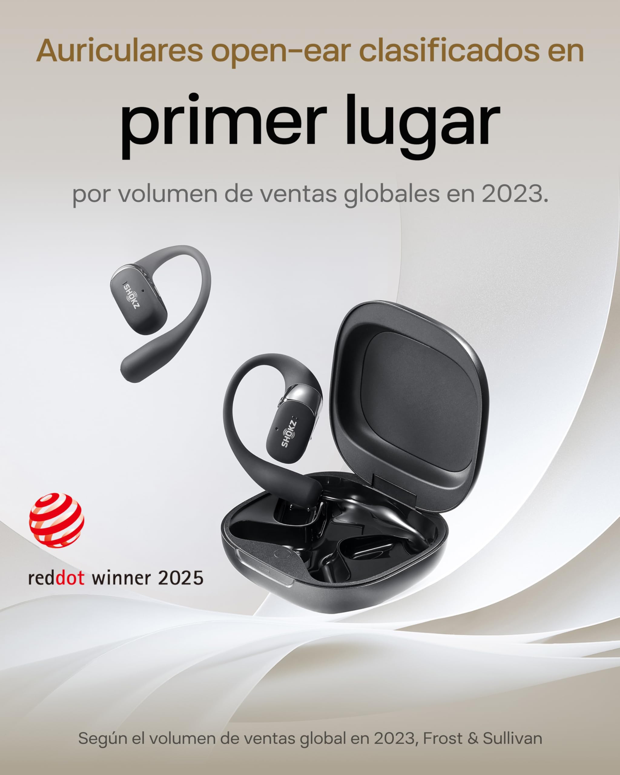 SHOKZ Auriculares Open-Ear OpenFit 2 Wireless Bluetooth, 48h Duración,Negro | Con micrófono | Auriculares de Gancho | Resistencia al Agua IP55 | Carga rápida | con Bolsa de Transporte