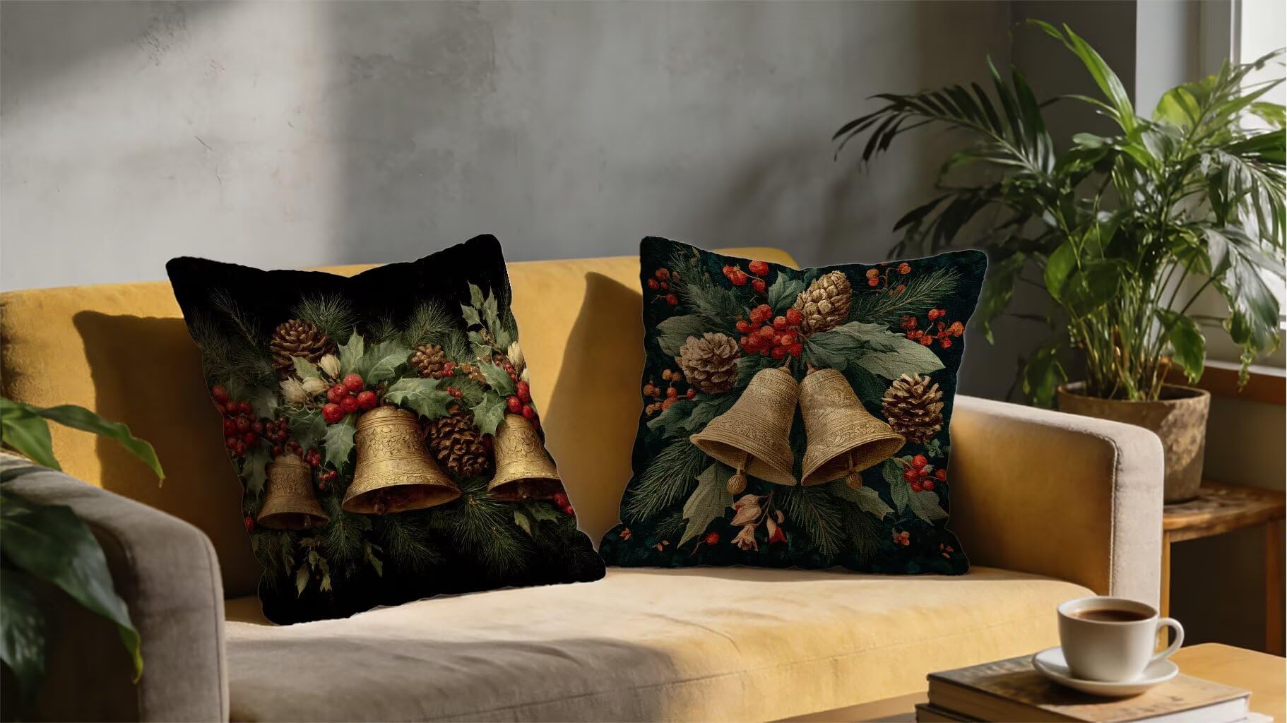 Poszewka na poduszkę 65 x 65 cm zestaw 2 czarnych poszewek na poduszkę zewnętrzna miękka poduszka dekoracyjna łóżko aksamitna poduszka na sofę, dwustronny nadruk projekt na sofę do salonu wiosna 5