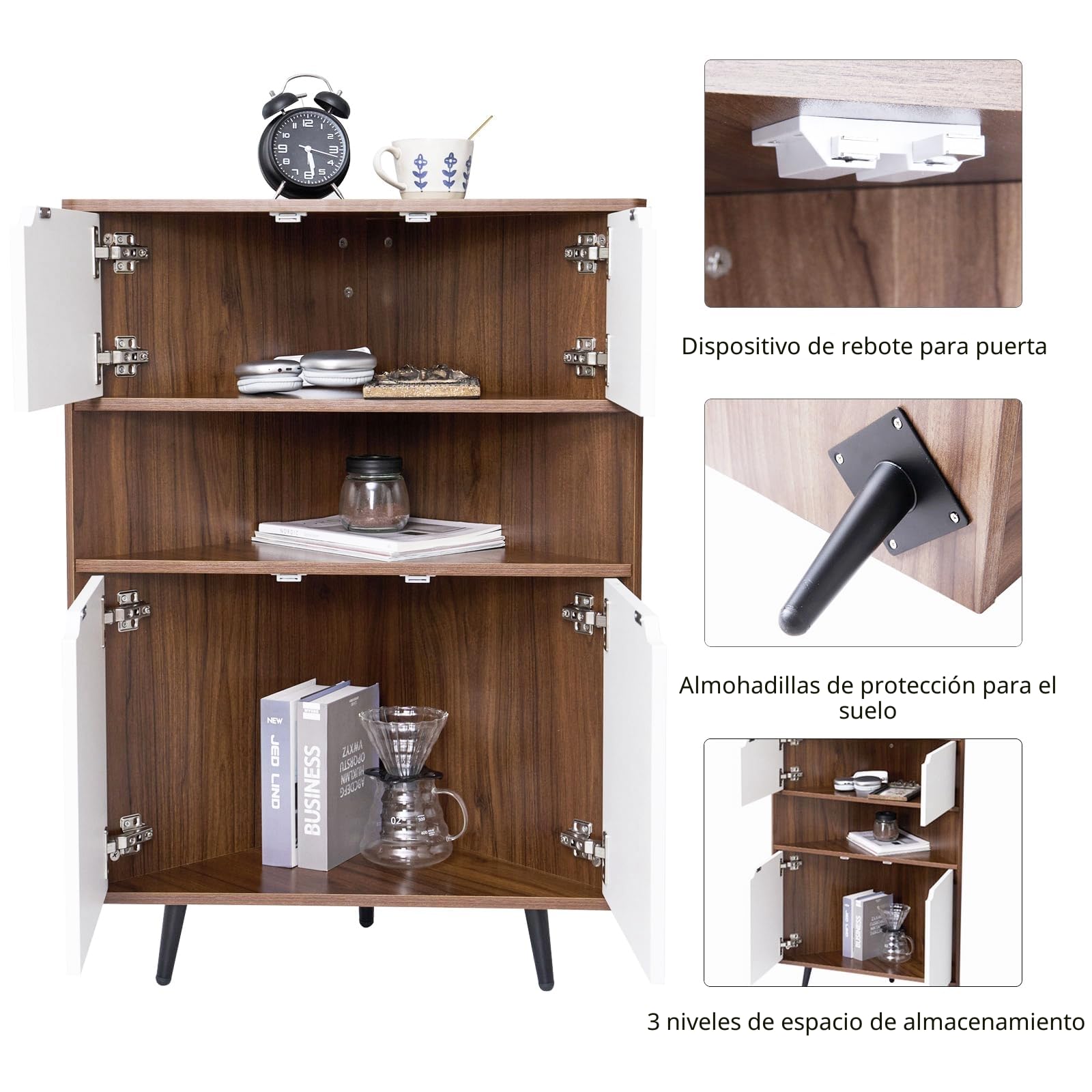 soges Mueble de Almacenaje de Madera, Armario Esquinero con Estante de Almacenaje para Salón, Comedor, Dormitorio