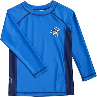 Boys' UPF 50+ Long Sleeve Rashguard Kids UV Sun Protection Swim Shirts Toddler Athletic Swimwear Surf Tops Quick Dry