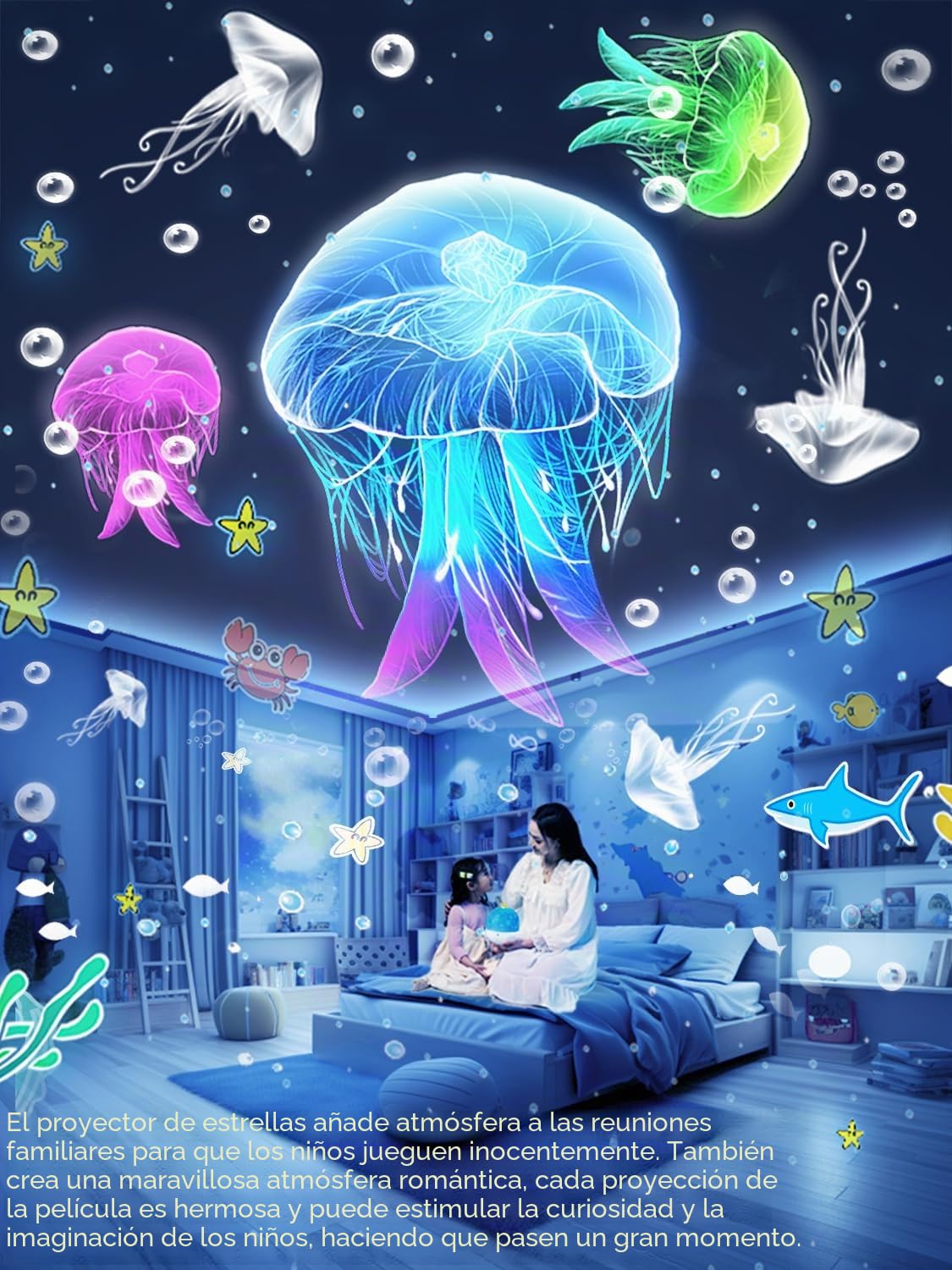 21 juegos de películas, proyector de luz nocturna para dormitorio de niños, techo, proyector de luz nocturna para niños, proyector de galaxia de estrellas con rotación de 360° regulable para niñas