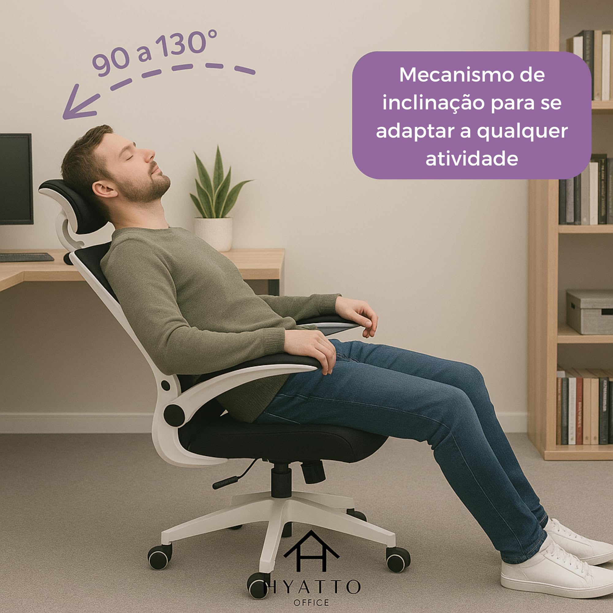 Cadeira de Escritório Ergonômica Hyatto Supreme Preta e Branca