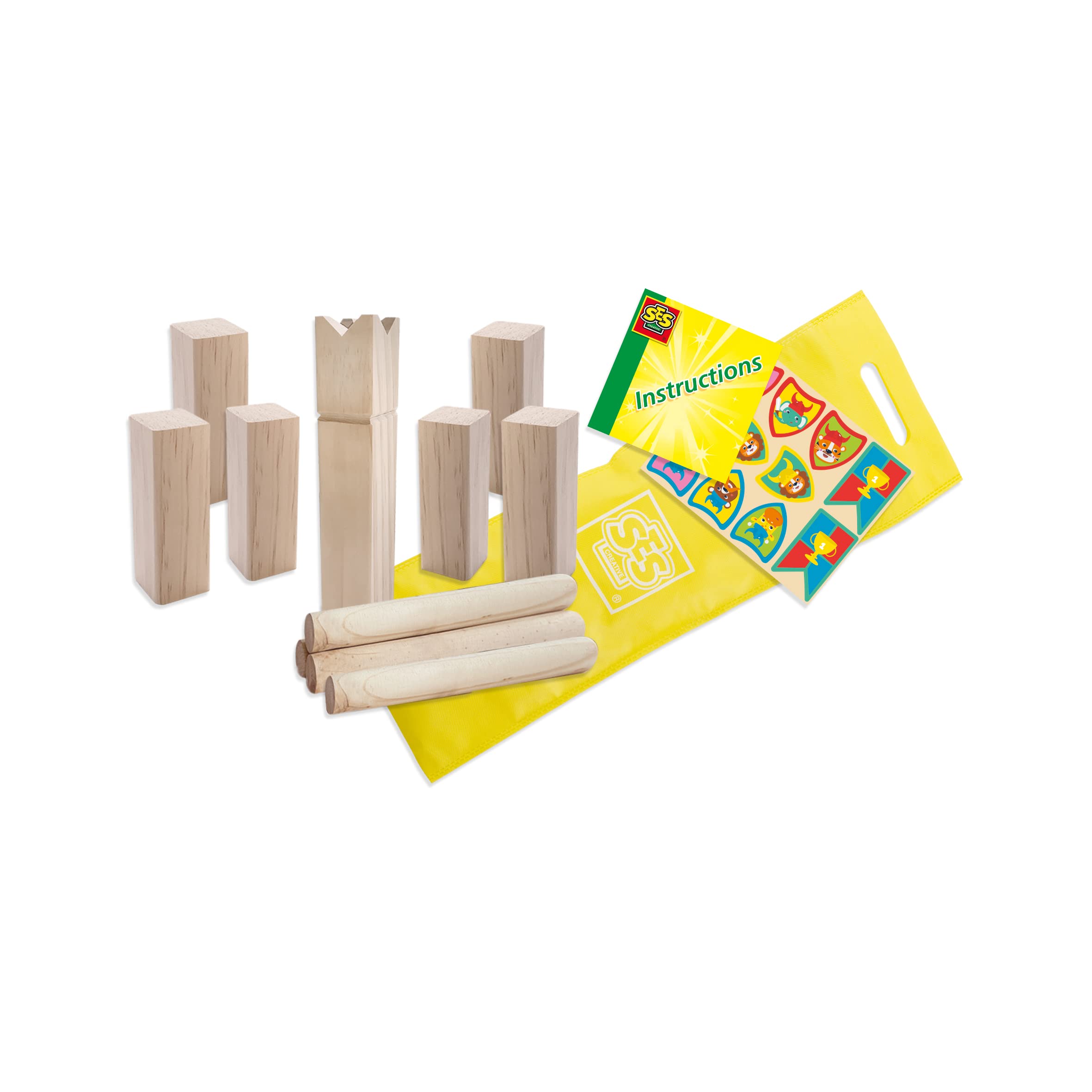 SES Creative 02297 Kubb Jr. - Viking Battle Game for Kids, Various Colours, Large - Image 2