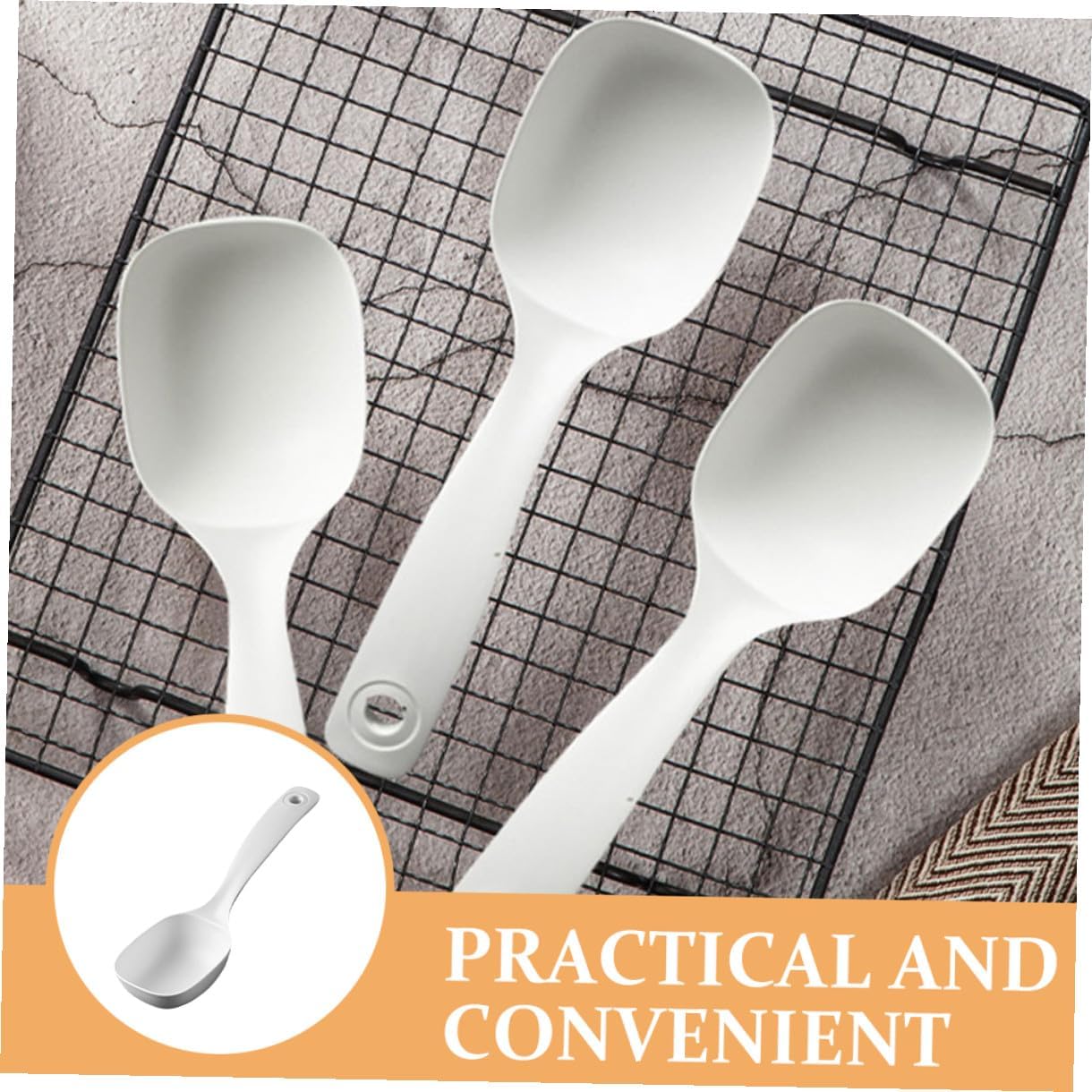 4pcs White PP Soup Ladles with Ergonomic Non Stick Handle