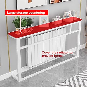 Multi Functional Radiator Shelf with Top Storage, Over Radiator Shelf, Sofa Tables, Thickened Steel Frame, for Foyer, Hallway(Black,100x20x90cm)