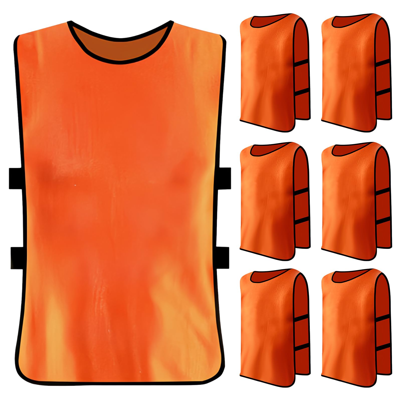 Peto Deportivo para Niños 6 Piezas Chaleco de Entrenamiento Fútbol Netball Rugby Baloncesto Naranja