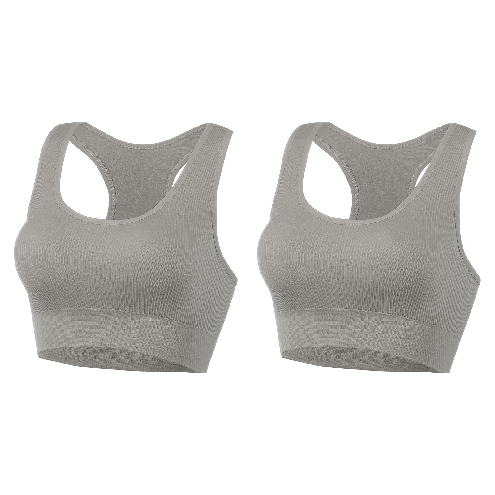 AMRIY Racerback Sports Bras for Women Medium Support Padded Bra Seamless Womens Sports Wireless Bra