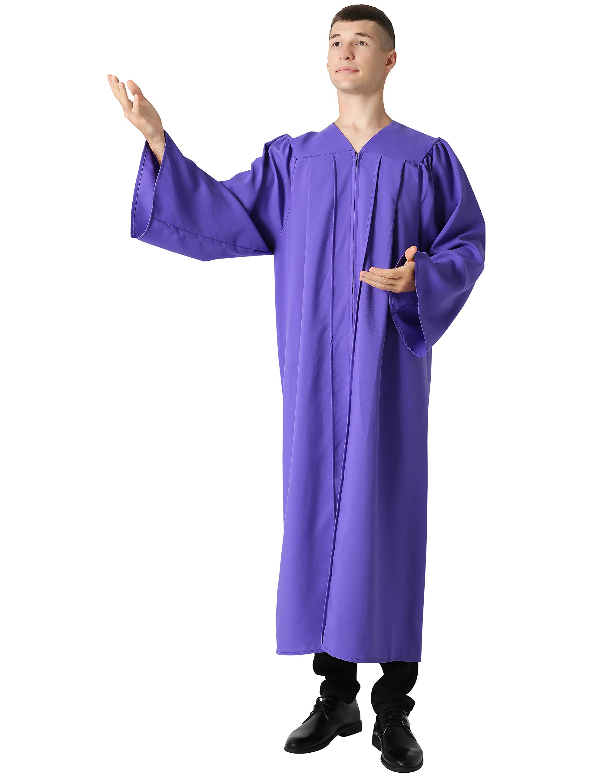 IvyRobes Adults Choir Robe Clergy Confirmation Baptism Robe Church Costume Priest Pastor Preachers Purple XL