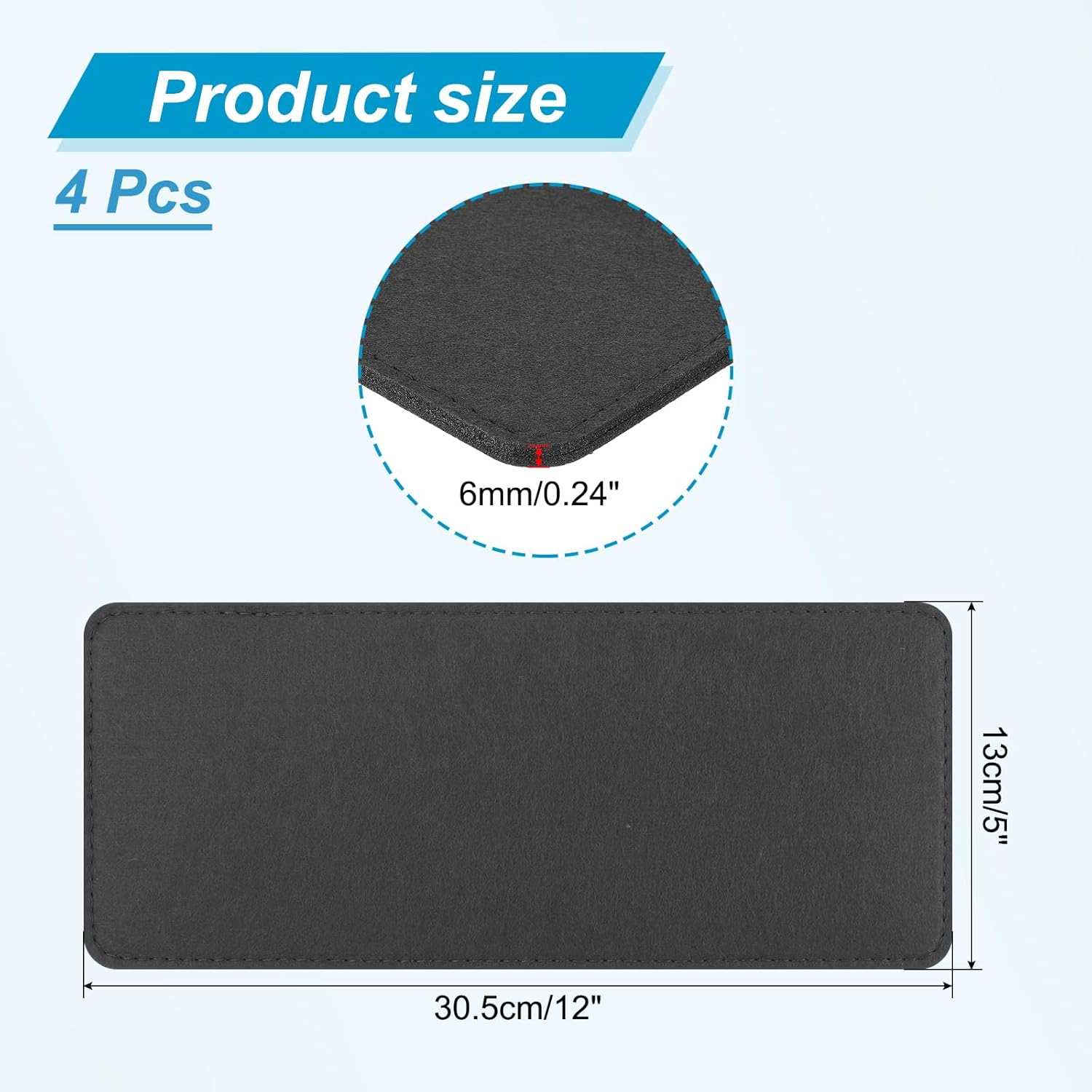 PATIKIL 12 x 5 Inch Felt Bag Base Shaper, 4pcs Bag Bottom Pad Organizer Insert Rectangle Liner Board for Purse Handbag Tote Travel Bag Canvas Cosmetic, Black - Image 2