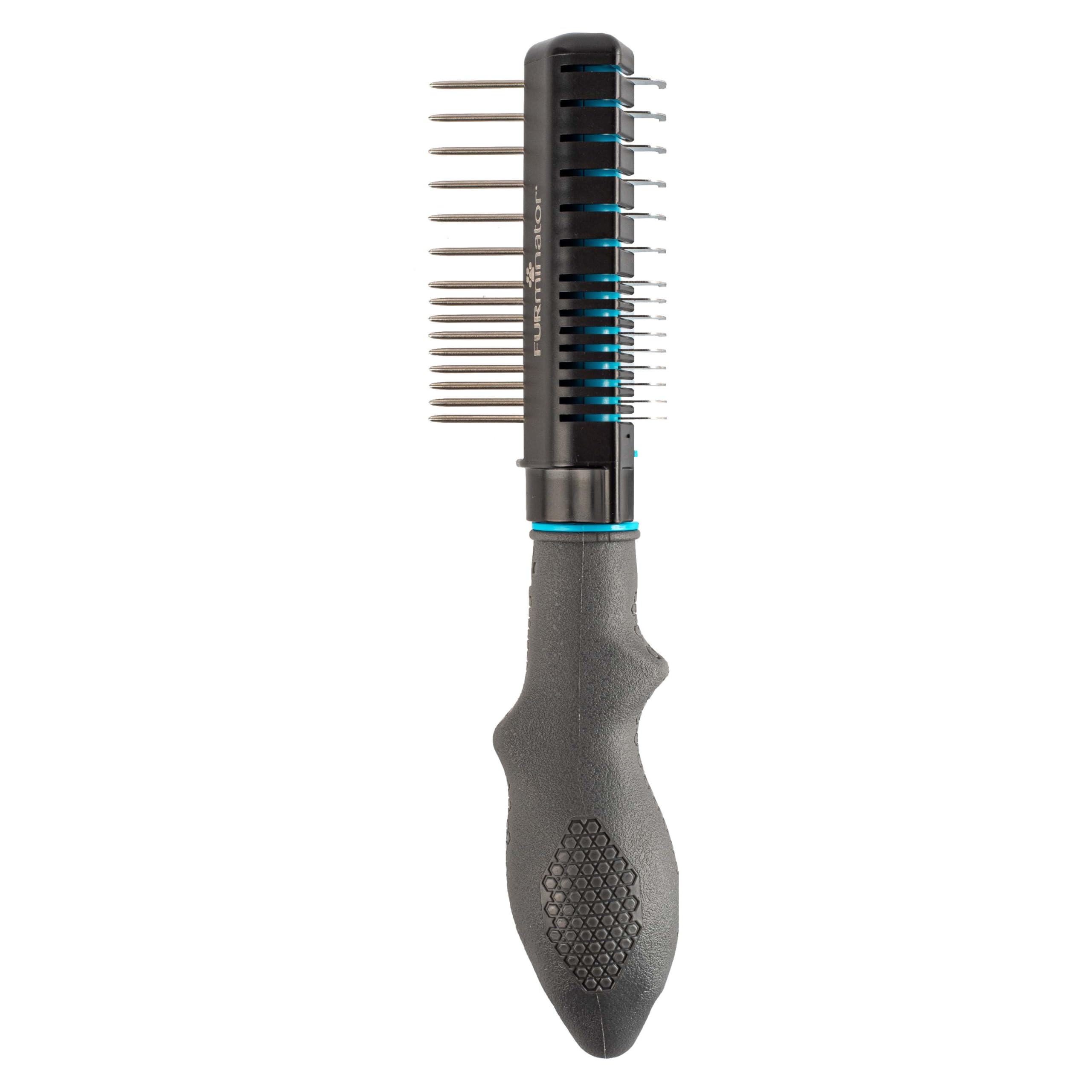 FURminator Outil de toilettage 2 en 1 pour chiens, 1 pièce, outil de démêlage avec peigne pour tapis, enchevêtrements et entretien sur pelages bouclés, longs, soyeux et câlins