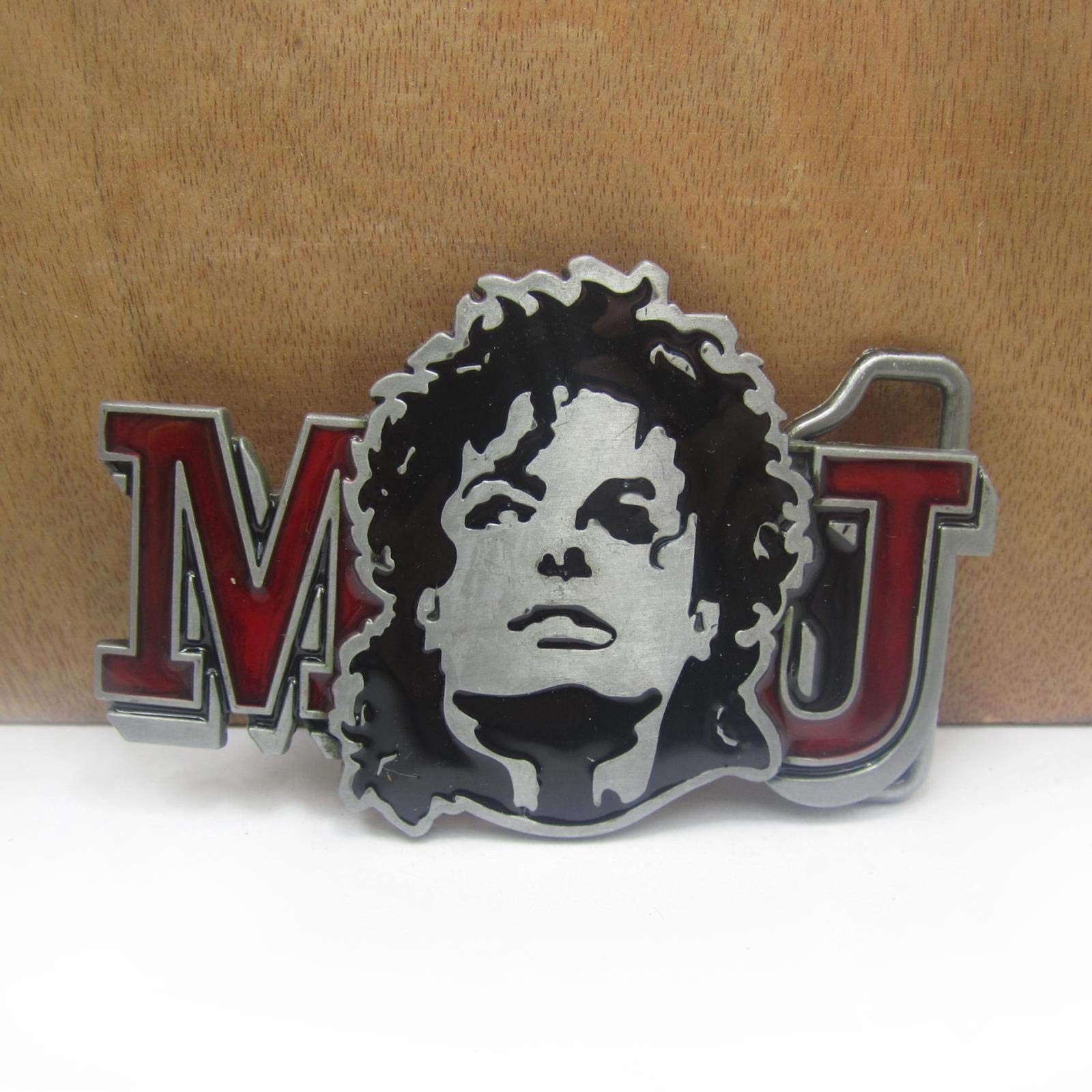 LPOK feature Zinc alloy retro MJ music cowboy jeans gift belt buckle 01449 pewter finish 4cm width loop -default,a