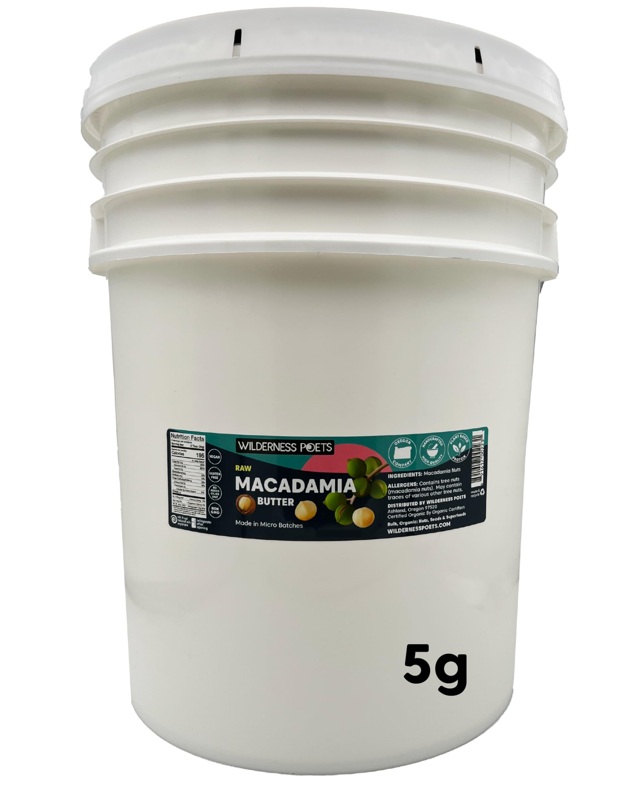Wilderness Poets, Raw Macadamia Butter (640 Ounce - 40 Pound - 5 Gallon)