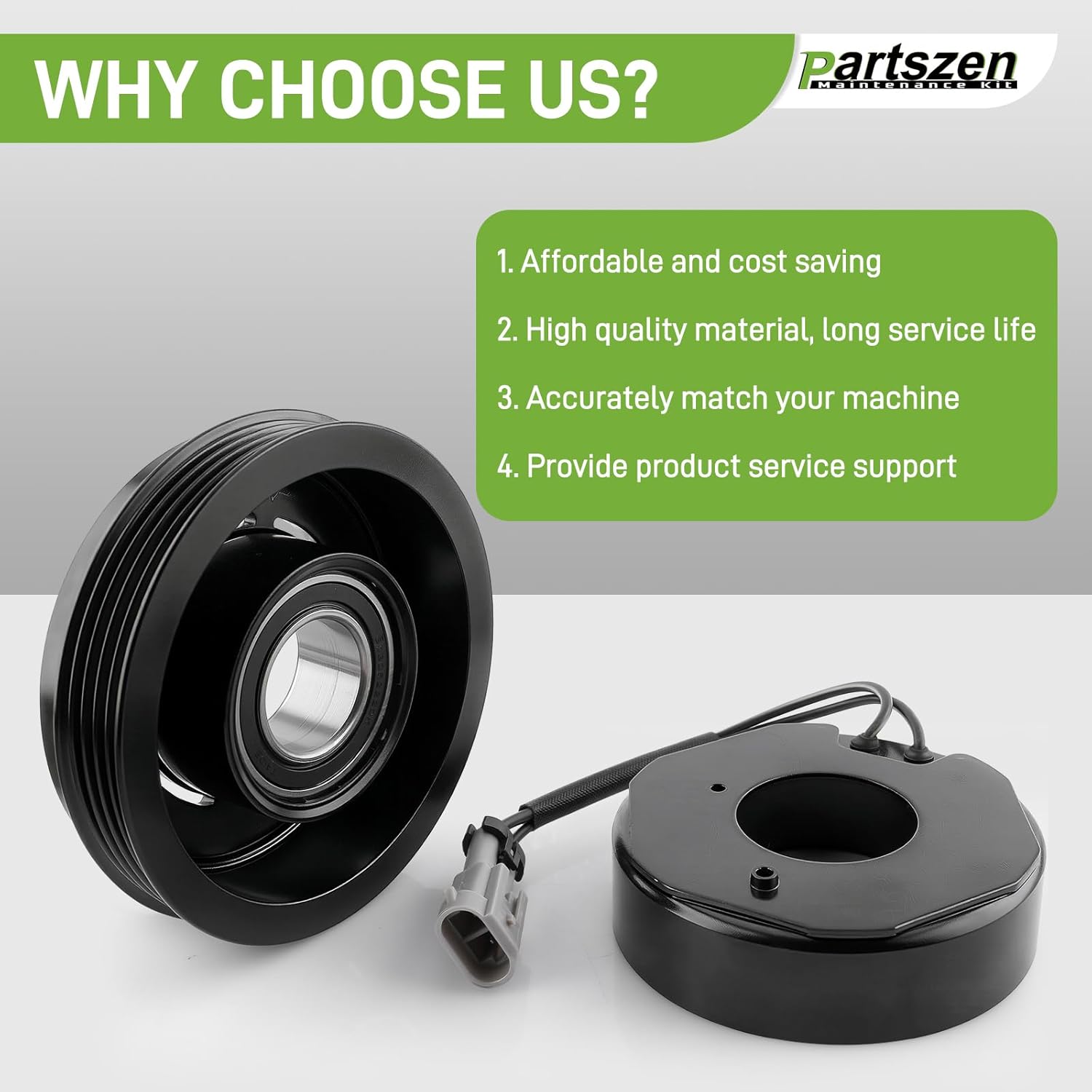 15-4709 AC Compressor Clutch Kit 5.3L 5.7L for GMC Sierra 2500 Yukon Savana 2500 Savana 3500 for Chevy Suburban 2500 Tahoe for Cadillac Escalade Replace 20906283 Pulley Coil Bearing Plate