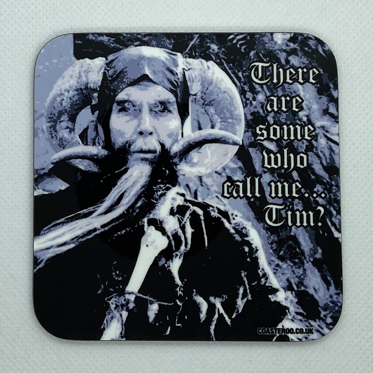 Coasteroo Black There Are Some Who Call Me... Tim? - Inspired By Monty Python And The Holy Grail - Drinks Coaster - Hardboard - 9Cm X 9Cm - Gloss Finish