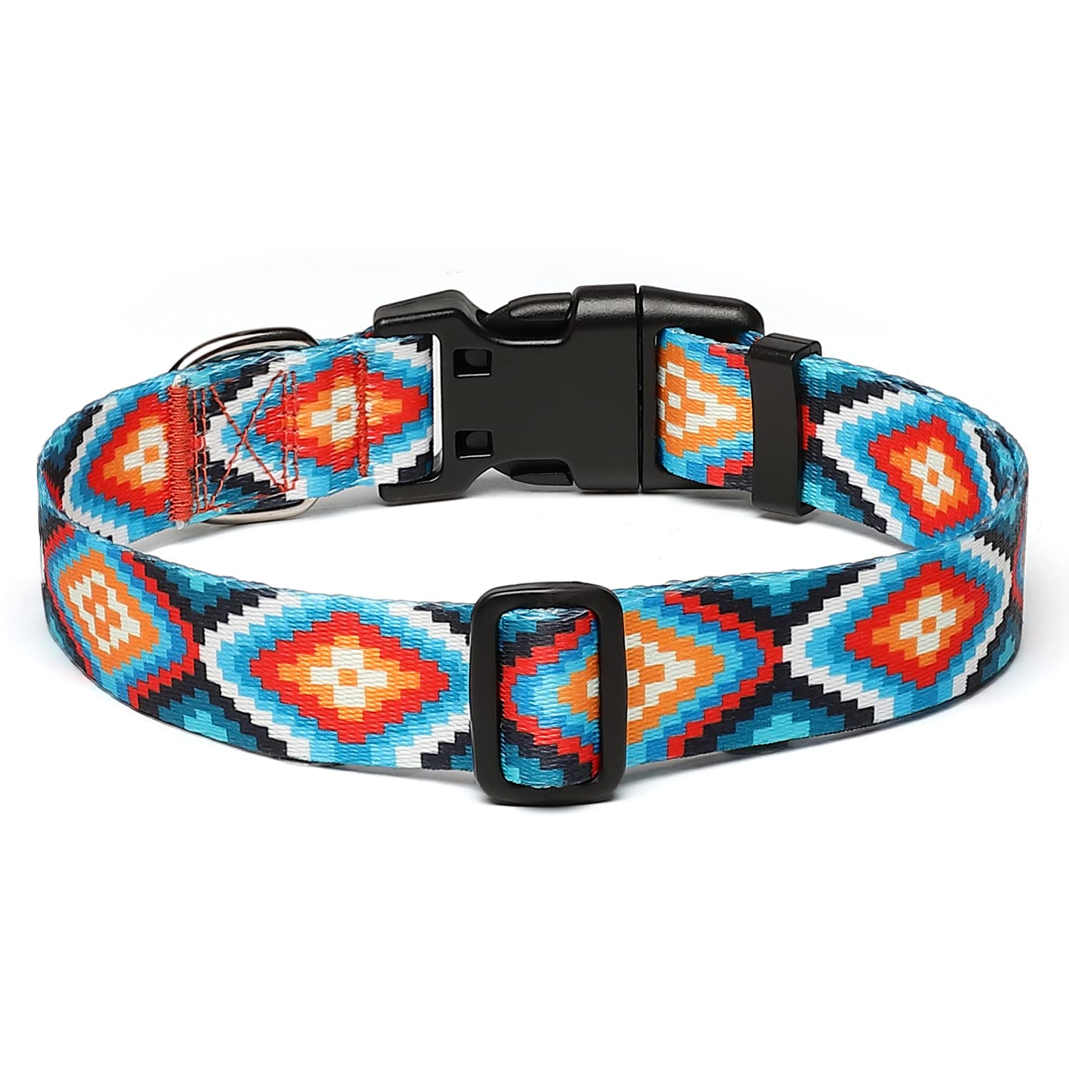 Adjustable Dog Collar with Patterns, Ultra Comfy Soft Nylon Breathable Pet Collar for Small Medium Large Dogs (L, Floral Orange) — view 169