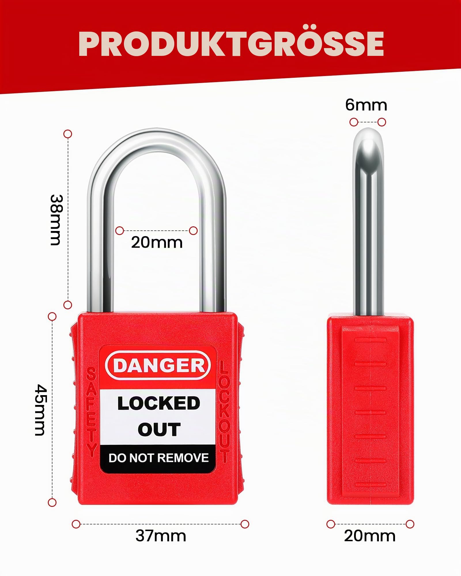 Lockout Vorhängeschloss Set, 10 Stück Watherproof Schloss mit Schlüsseln, 38mm Lockout Tagout Schlösser Lock für Außenbereich Elektriker Industriegelände