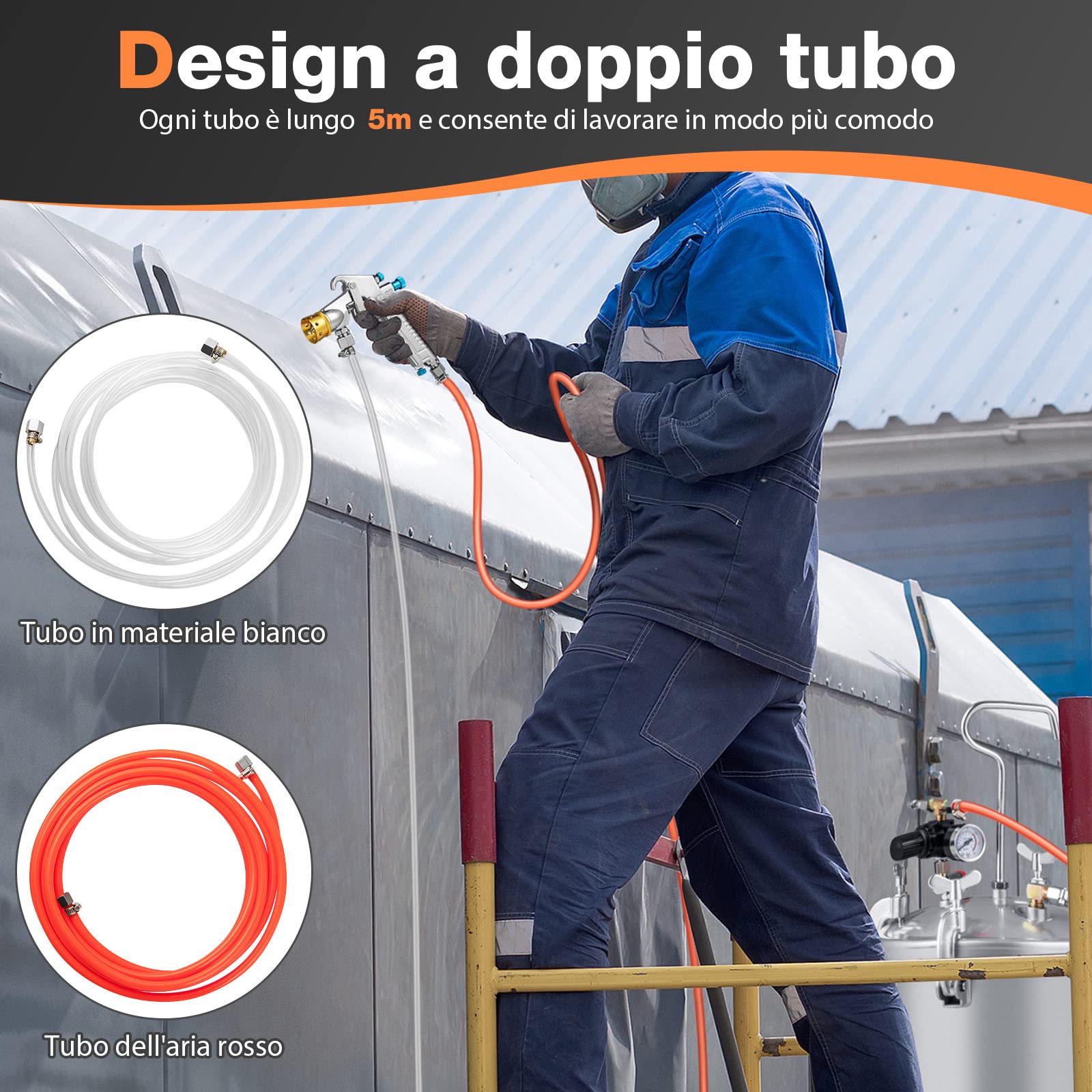 COSTWAY 15 L Spruzzatori di Vernice Alta Pressione, Serbatoio con Pistola a Spruzzo Regolabile, Flusso di Vernice e Volume d'aria, per Uso Commerciale e Domestico