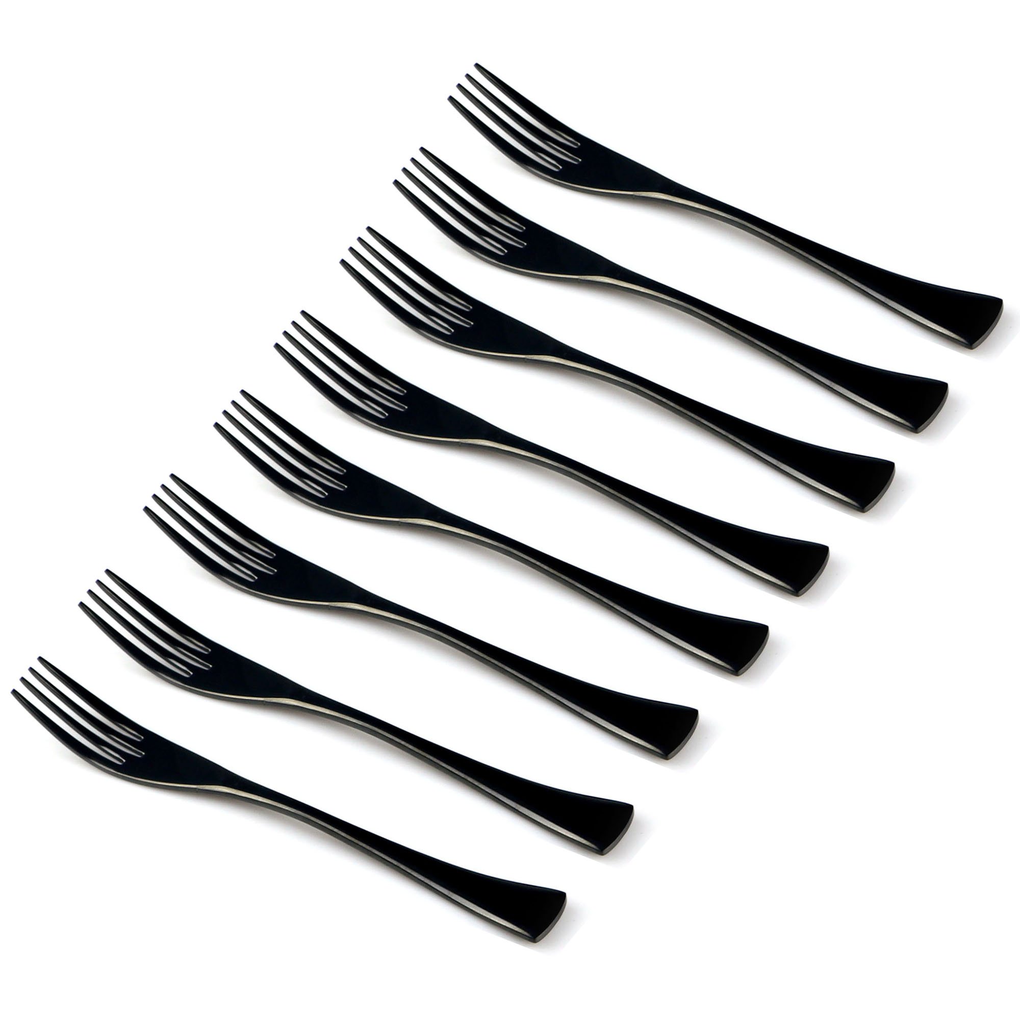 BRIIEC Mirror Polishing Black 8 Pieces 18/10 Stainless Steel Dessert Fork Silverware Set