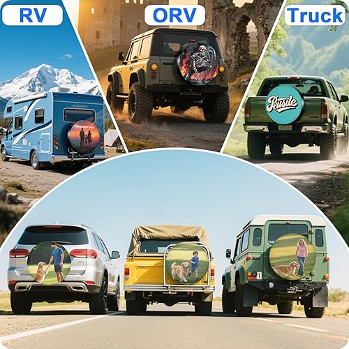 Miniatura 5 de Custom Spare Tire Cover Personalized Universal Wheel Cover Add Photo Text Logo Waterproof Tire Protector with Adjustable Buckle Strap for Trailer RV