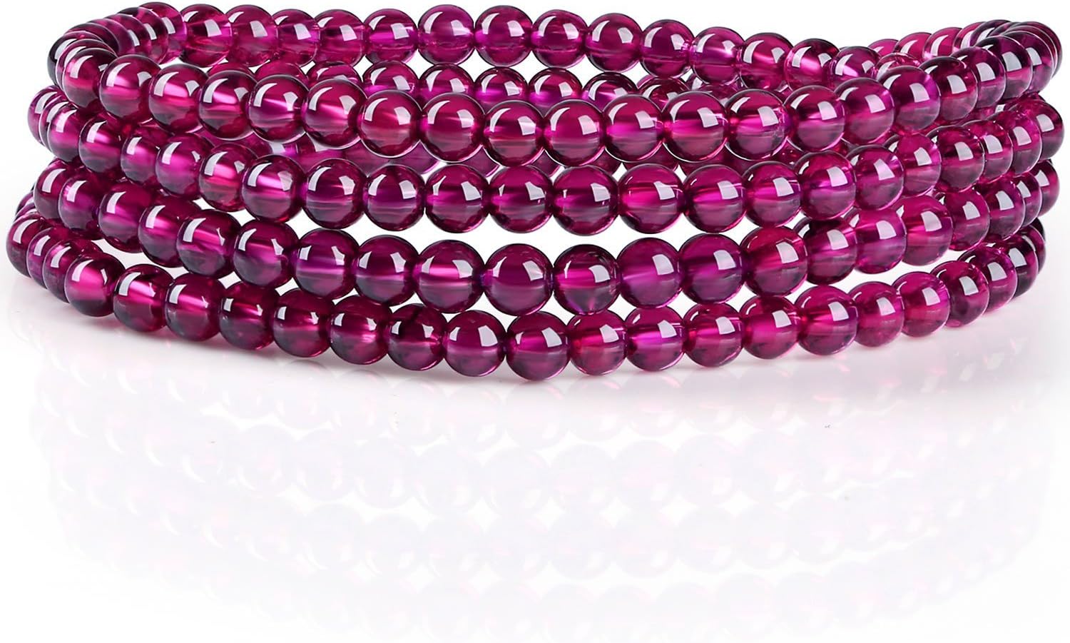 TimeBetter Natural Amethyst Bracelet Four Laps Diameter4.0-4.3mm（Each Bracelet Has Certificate of Identification,with 2 Beads Prepared）