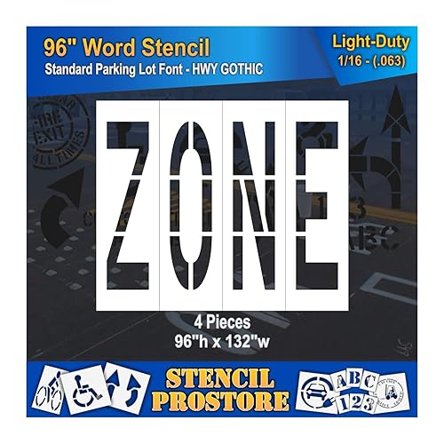 Plantillas de marcado de pavimento, plantilla de zona de 96 pulgadas, 96 x 132 pulgadas