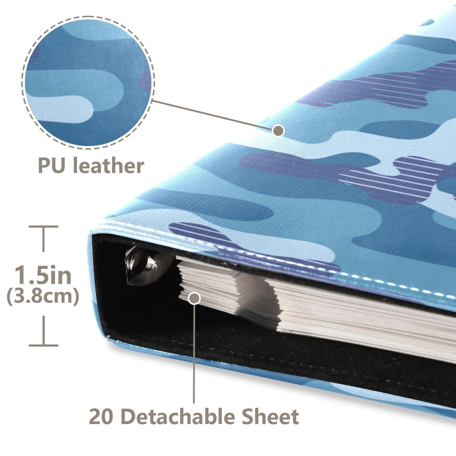 Álbum de fotos, páginas autoadhesivas, estanterías, álbumes de fotos, álbumes familiares para fotos, 4 x 6 pulgadas, camuflaje azul