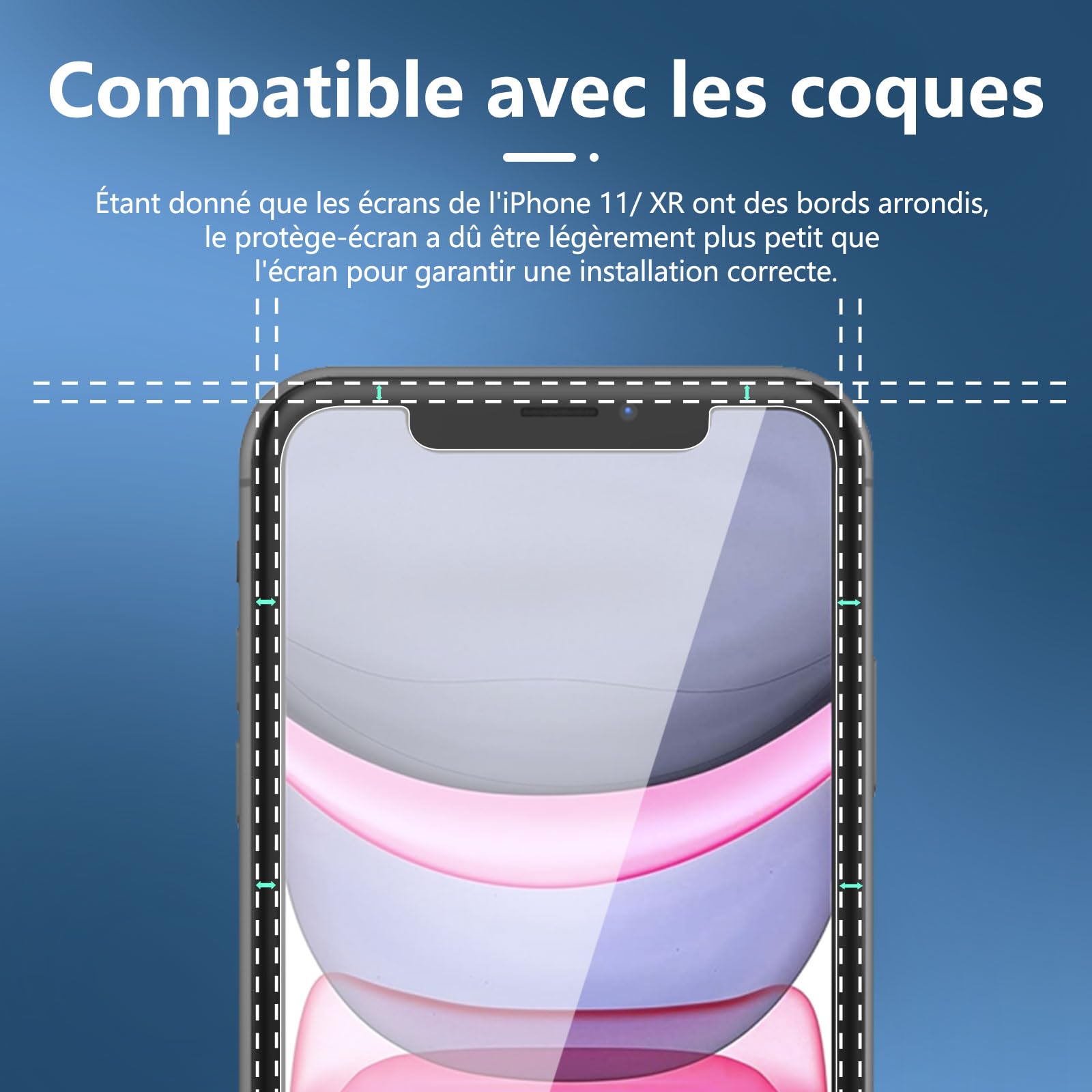 NEW'C Lot de 2, Verre Trempé pour iPhone 11 et iPhone XR, Film Protection écran - Sans Bulles d'air -Ultra Résistant (0,33mm HD Ultra Transparent) Dureté 9H Glass - 3
