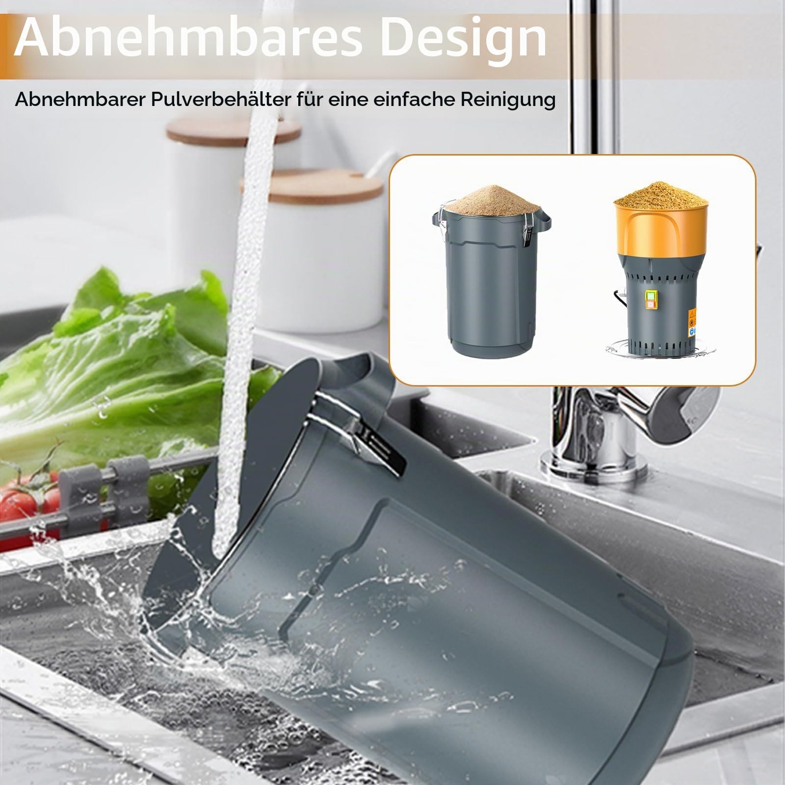 Elektrische Getreidemühle 1300W, 25L Maismühle Maschine mit 5 Feinheitssieben, abnehmbarem Trichter & Eimer, Futter-/Getreidemühle Crusher für Haus und Bauernhof