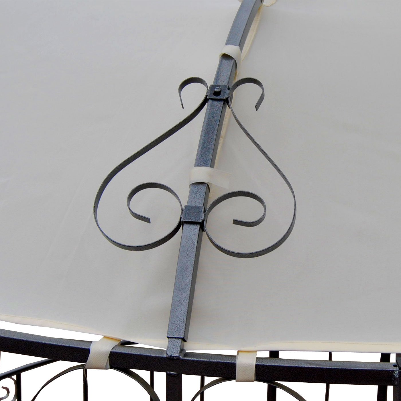 BERLINLODGE Pergola Almeria | HxBxT 330x300x300cm | Rundpavillon Garten Pavillon | Creme | stabiles Stahl-Gestell Durchmesser 3m