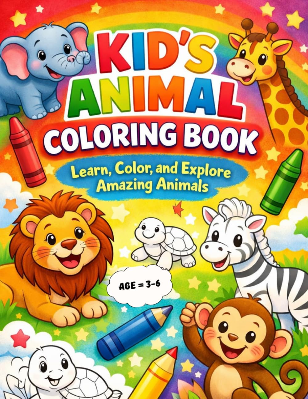 Kid's Animal Coloring Book: : Learn, Color and Explore Amazing Animals Coloring Premium Quality Book For Children's
