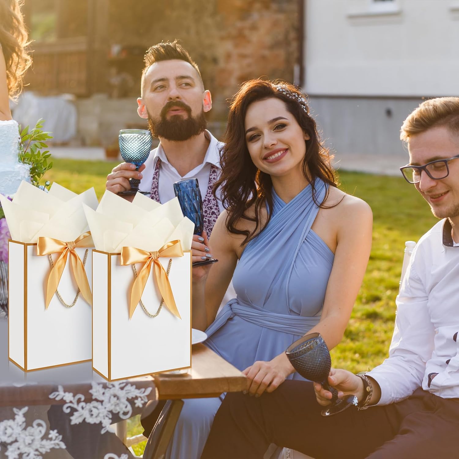 Gfractolux Gift Bags, 1 Pack Gift Bags with Tissue Paper and Cards for Birthdays, Baby Shower, Weddings, Party Favor, Holiday Presents 8.7"X 3.9" X 11.4" - Image 6