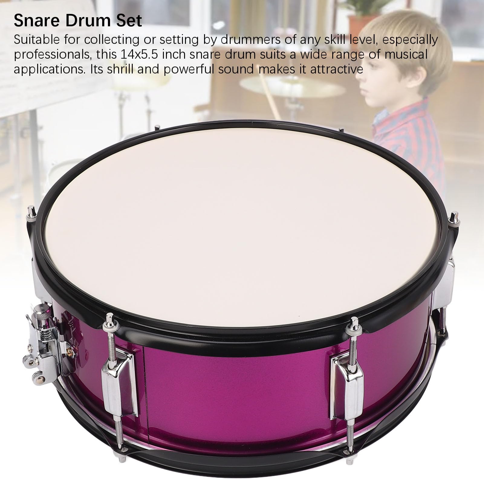 Instrumento de Percusión de Acero Inoxidable de 14x5.5 Pulgadas de Acero Inoxidable Adecuado para Bateristas de Cualquier Nivel de Habilidad