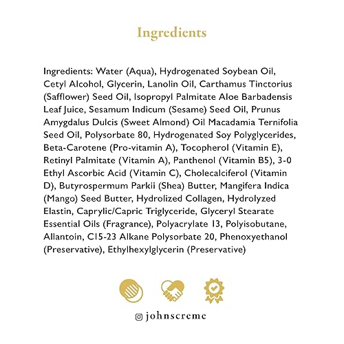 Miniatura 7 de John's Hidratante de vitamina E, A y D, crema para la piel de 16 onzas con colágeno hidrolizado y aloe para piel seca y sensible, crema vitamínica