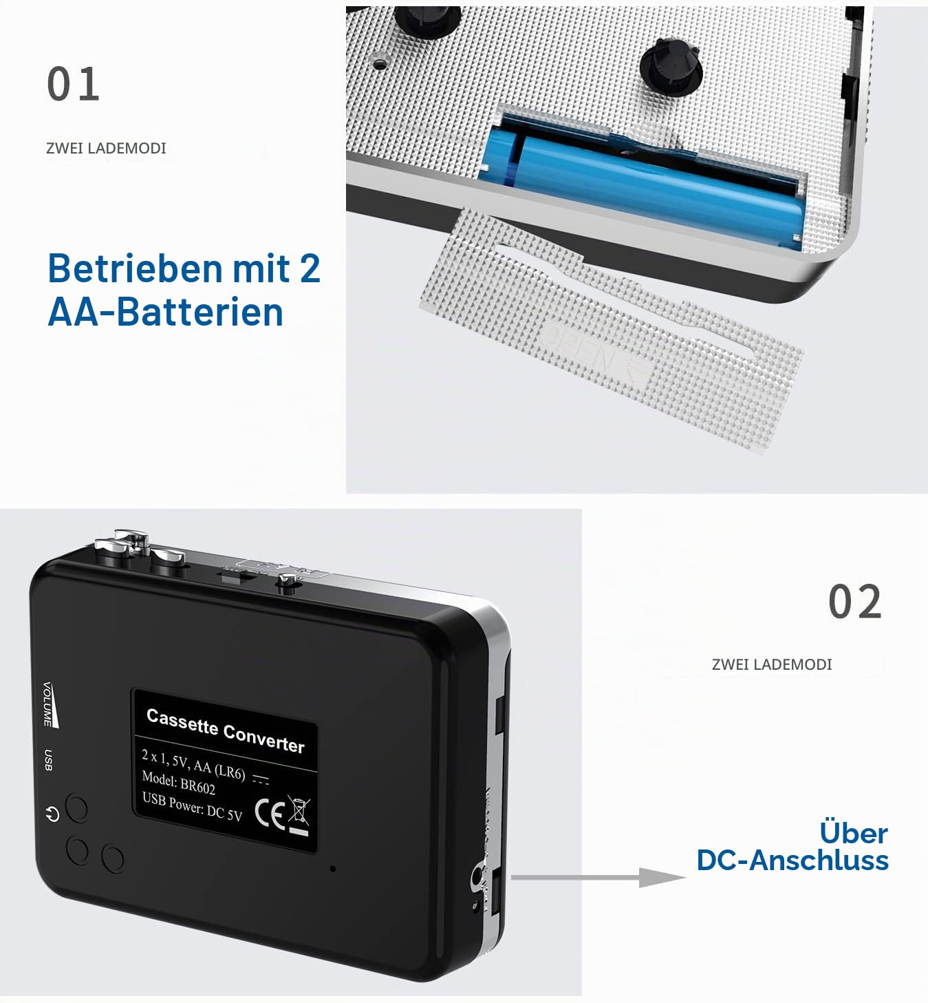 DIGITNOW! Cassette Capture tragbarer Kassetten-Player/Kassette auf MP3-Konverter, Kassette auf MP3/CD-Audio über USB