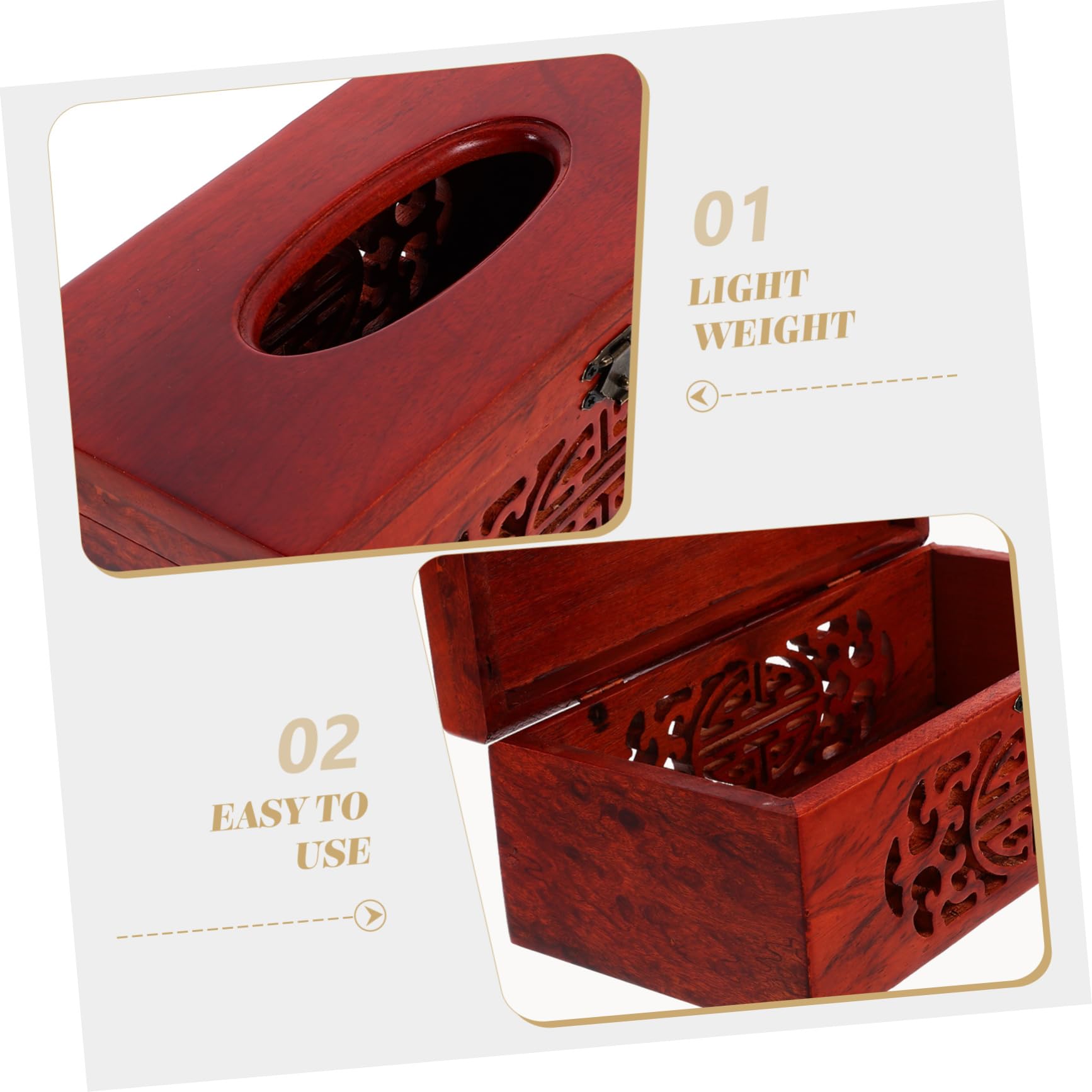 Holz Taschentuchbox Groß, Rot, für Papiertaschentücher