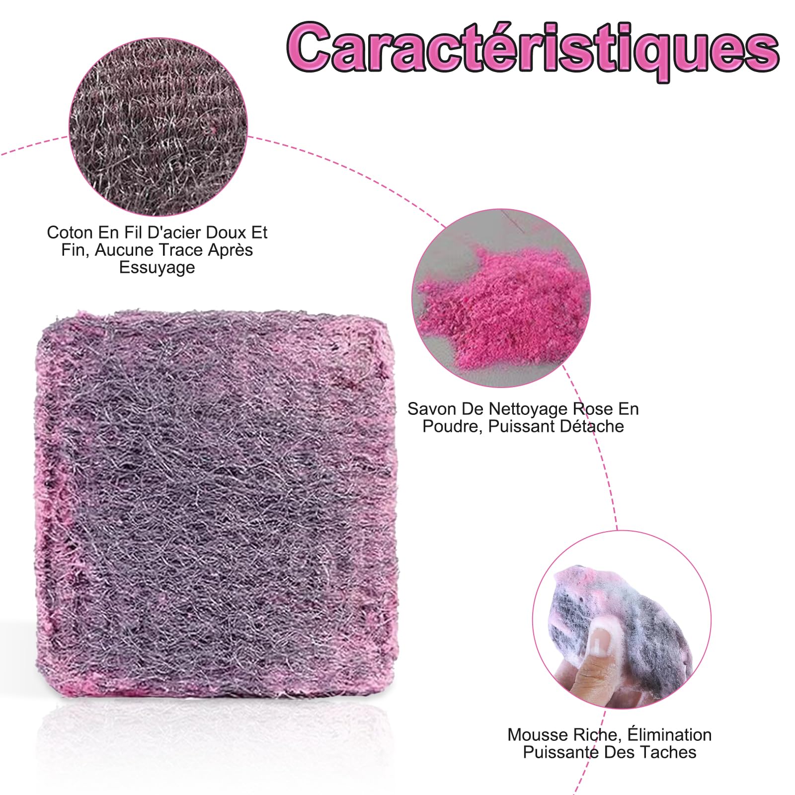 Jex Lot de 50 éponges à récurer en laine d'acier avec savon, brosses à récurer métalliques résistantes aux rayures, avec savon pour nettoyer les casseroles et poêles et enlever la saleté