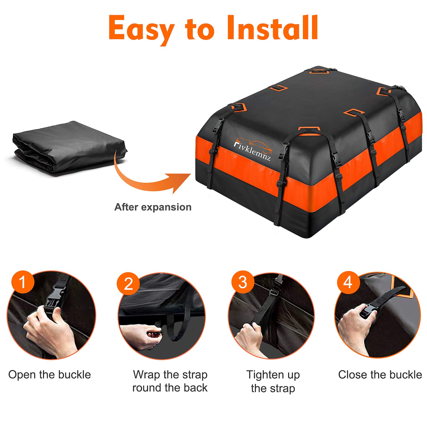 FIVKLEMNZ 21 Cubic Car Roof Bag Cargo Carrier, Waterproof Rooftop Cargo