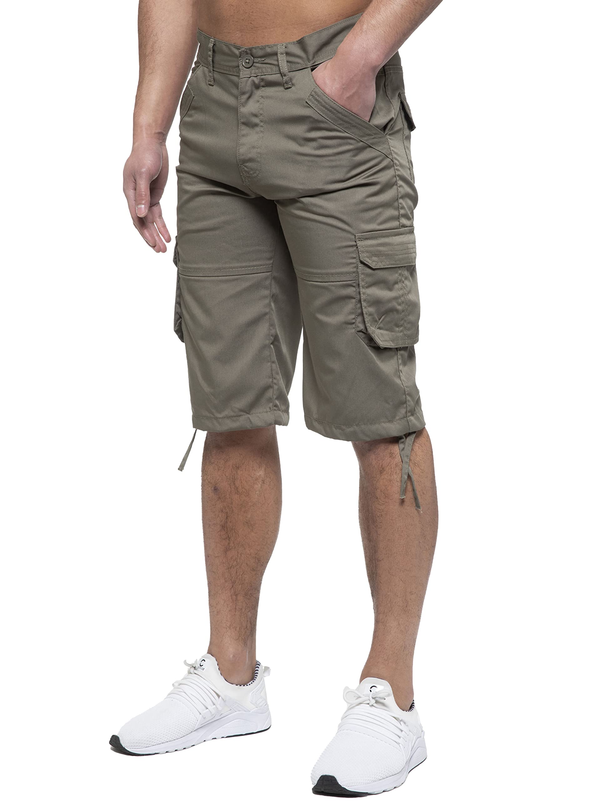 989Zé Enzo Men's Khaki Cargo Combat Shorts Summer Chino Casual Work Knee Length Pants Ezs426 Shorts 42