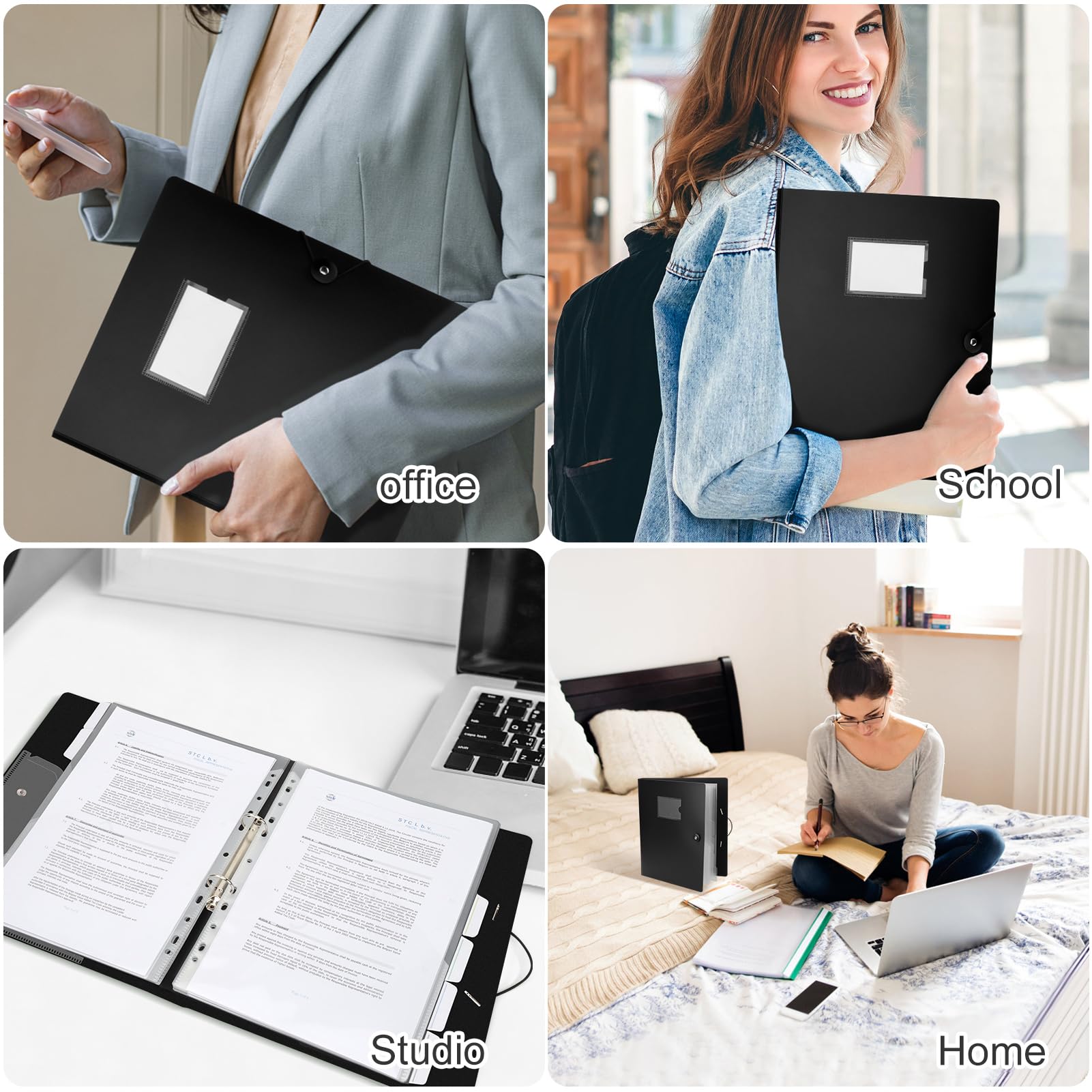 Uquelic Carpeta para documentos A4 para archivar, carpeta estrecha A4 con 6 bolsillos transparentes y 1 bolsillo para documentos con cierre de , organizador para escuela, oficina y oficina en casa