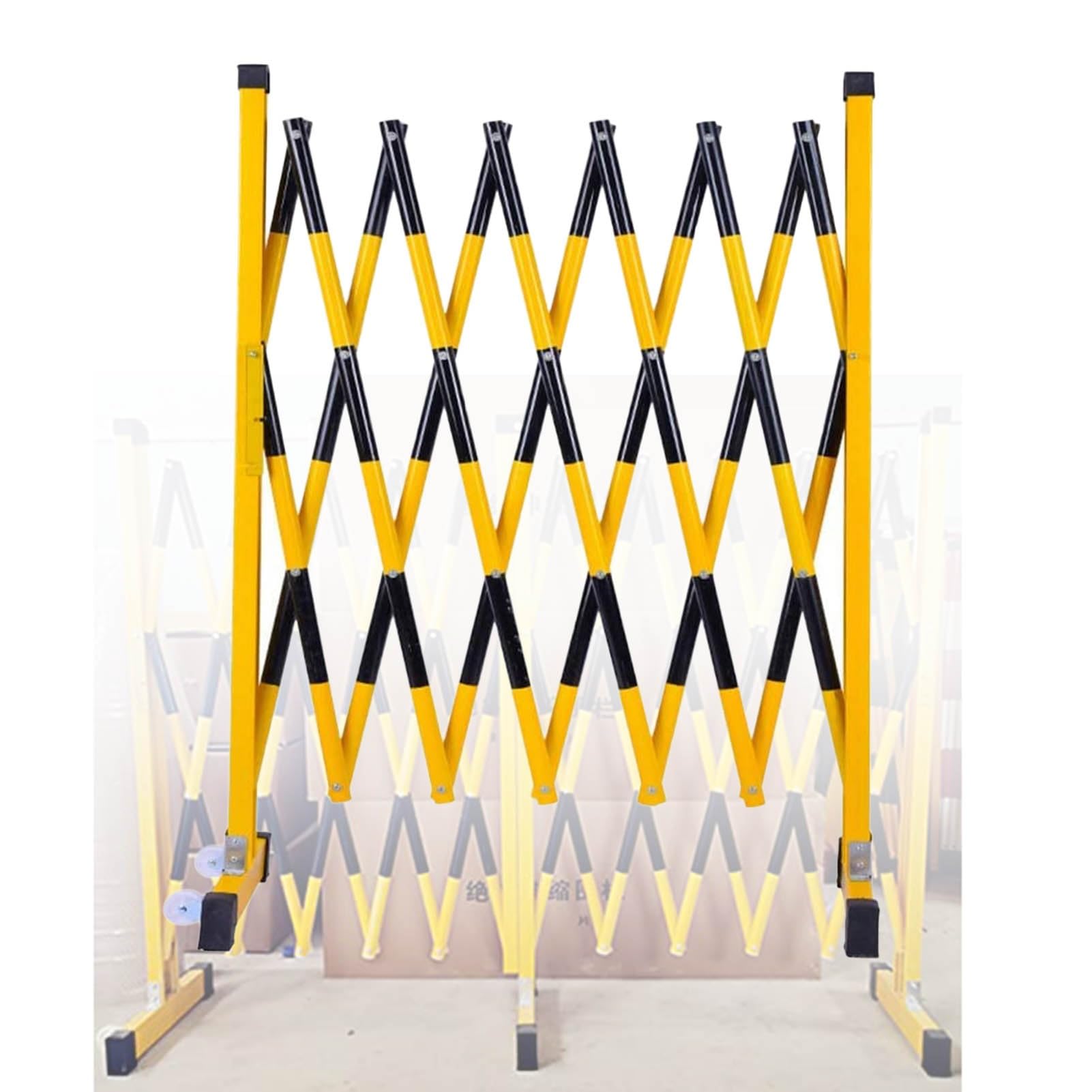 WQPMNYG Security Barrier,Retractable Mobile Safety Fence, Foldable Guardrail, Portable Isolation Railing for Construction, Maintenance & Traffic Control (Black-Yellow, 11.4ft/350cm)
