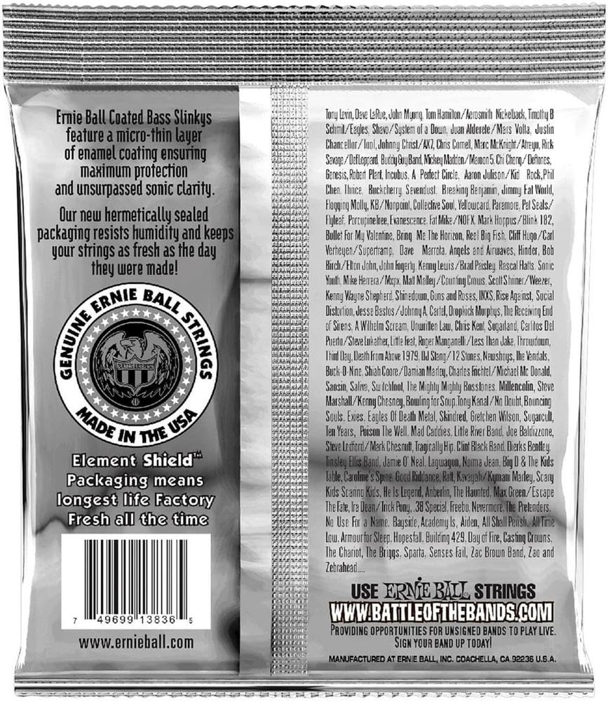 Amazon.com: Ernie Ball 5-String Regular Slinky Coated Bass Guitar