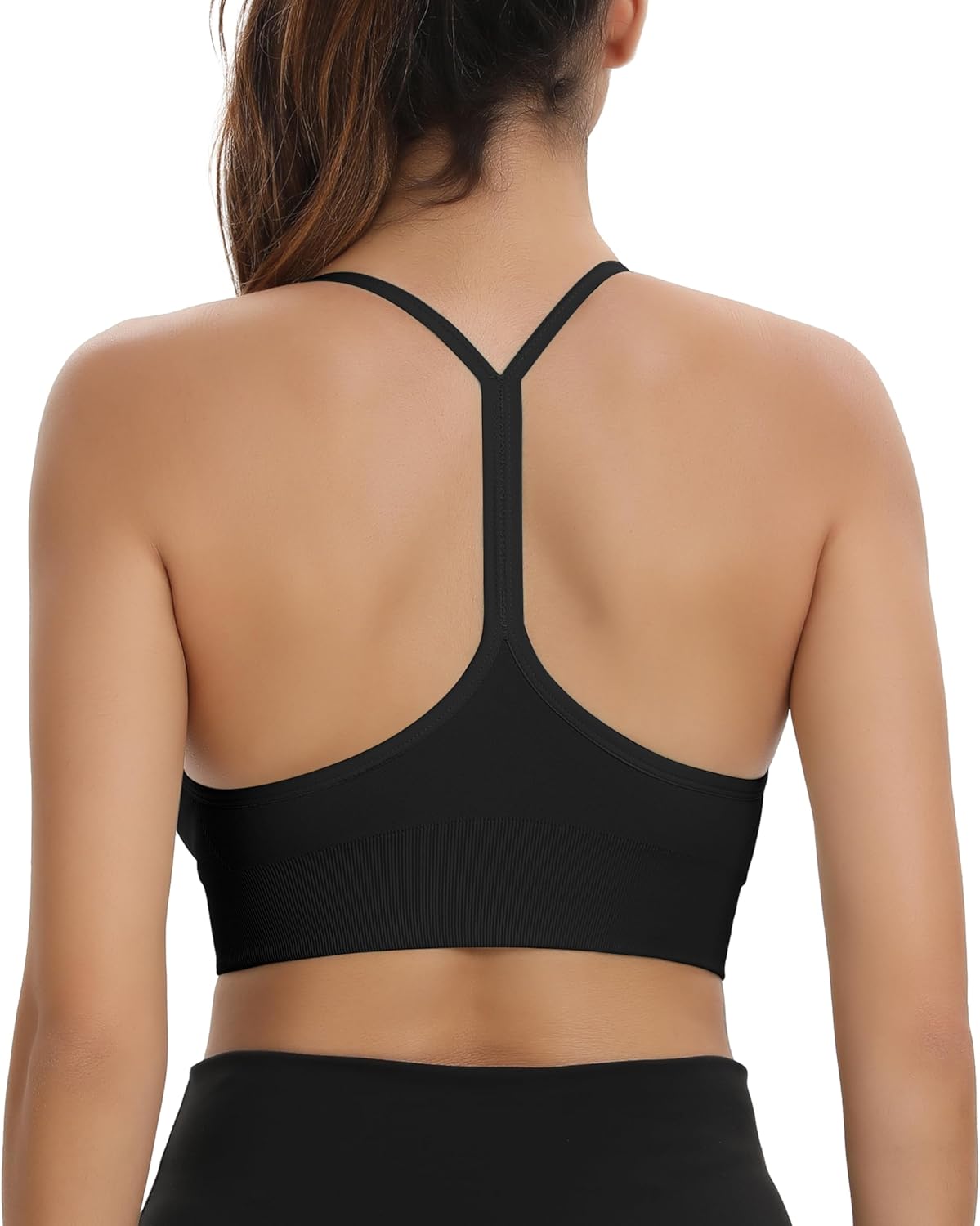Comper Sports Bra for Women Low Support Y Back Workout Bras Sexy Spaghetti Thin Straps Yoga Bras with Removable Pads - Image 3