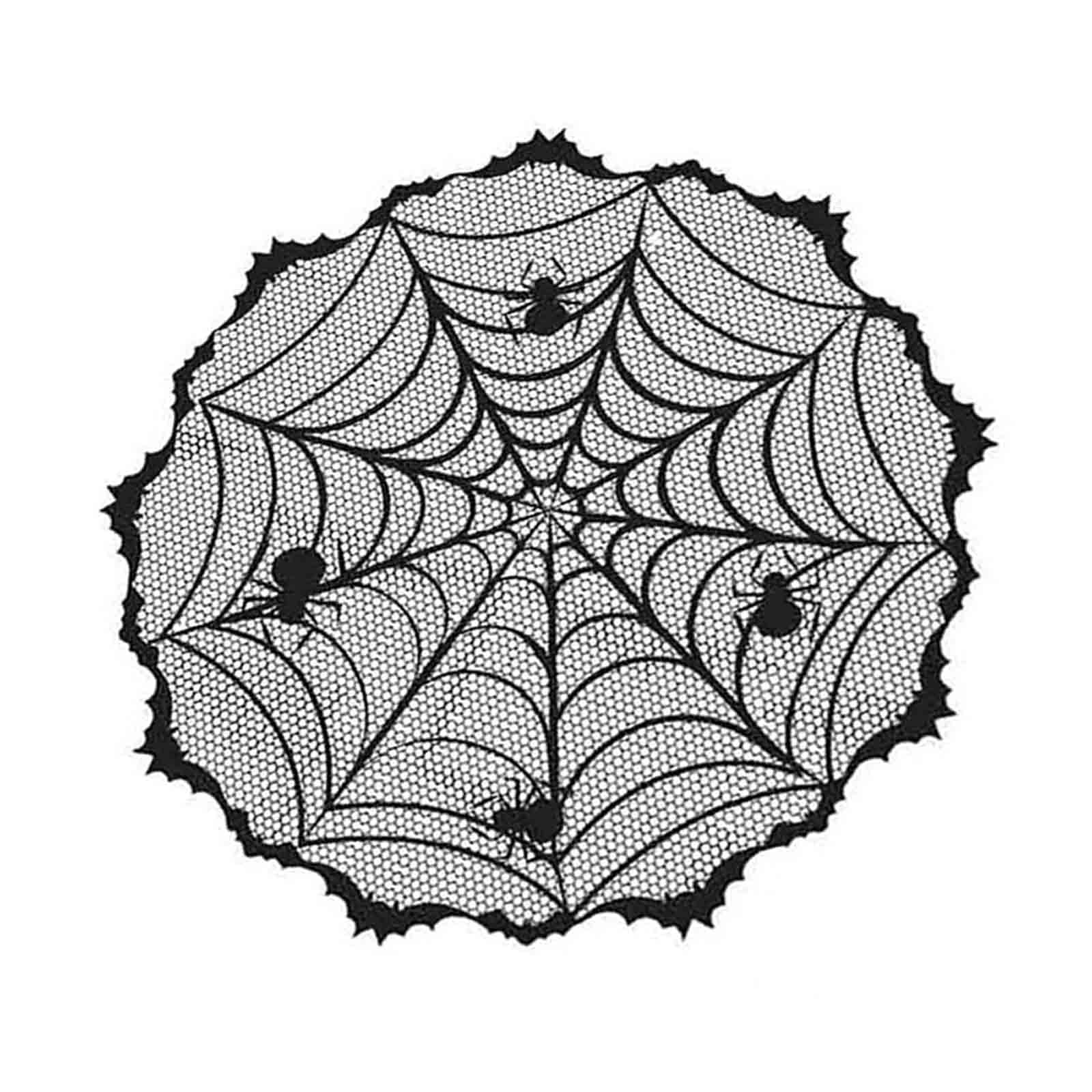 carotoe Halloween Table Runner Black Placemat Polyester Web Table Runner for Halloween Celebrations Elegant Tablecloth