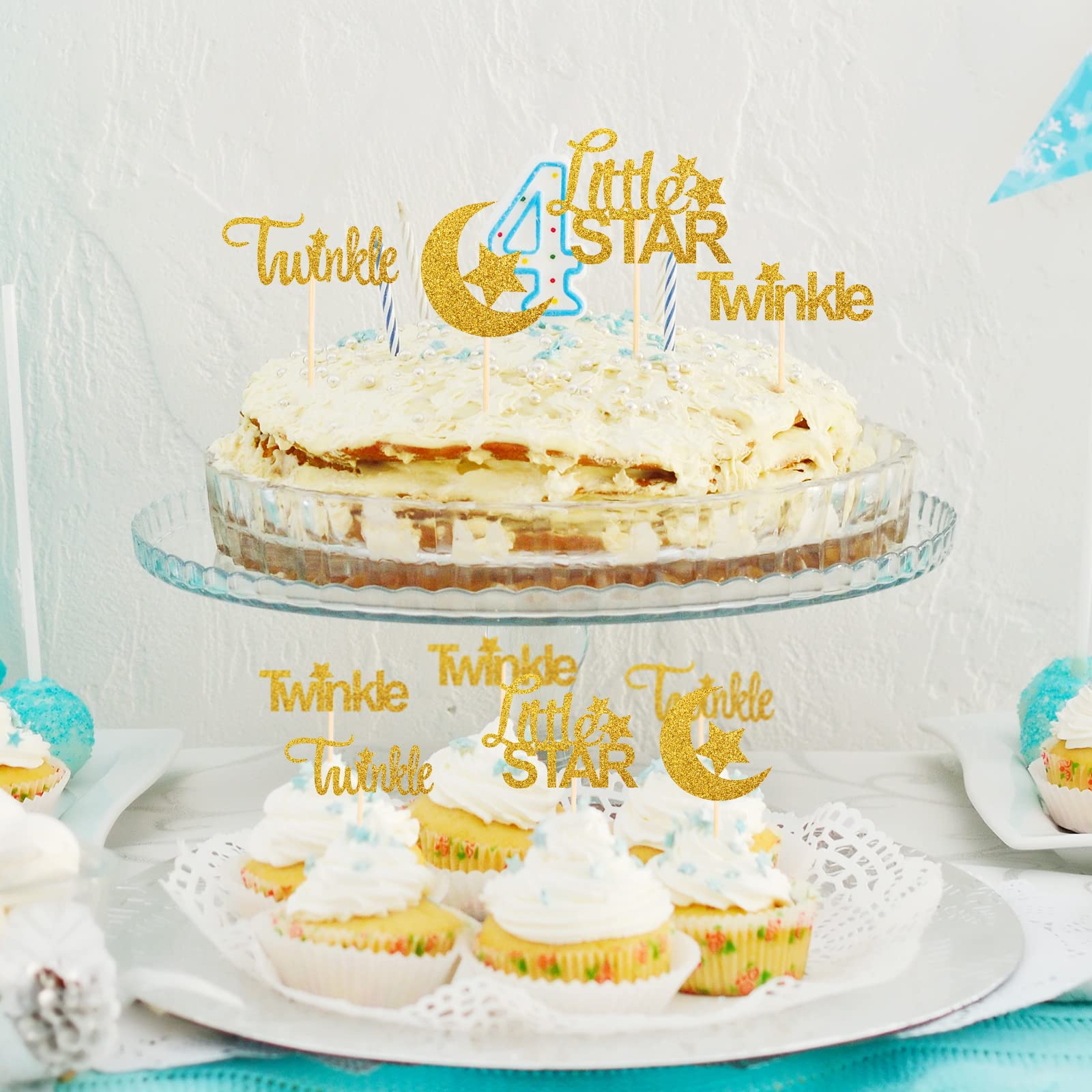 Twinkle Twinkle Little Star Cupcake Toppers - 48pc Set For Gender Reveal & Baby Shower Decor - View #7