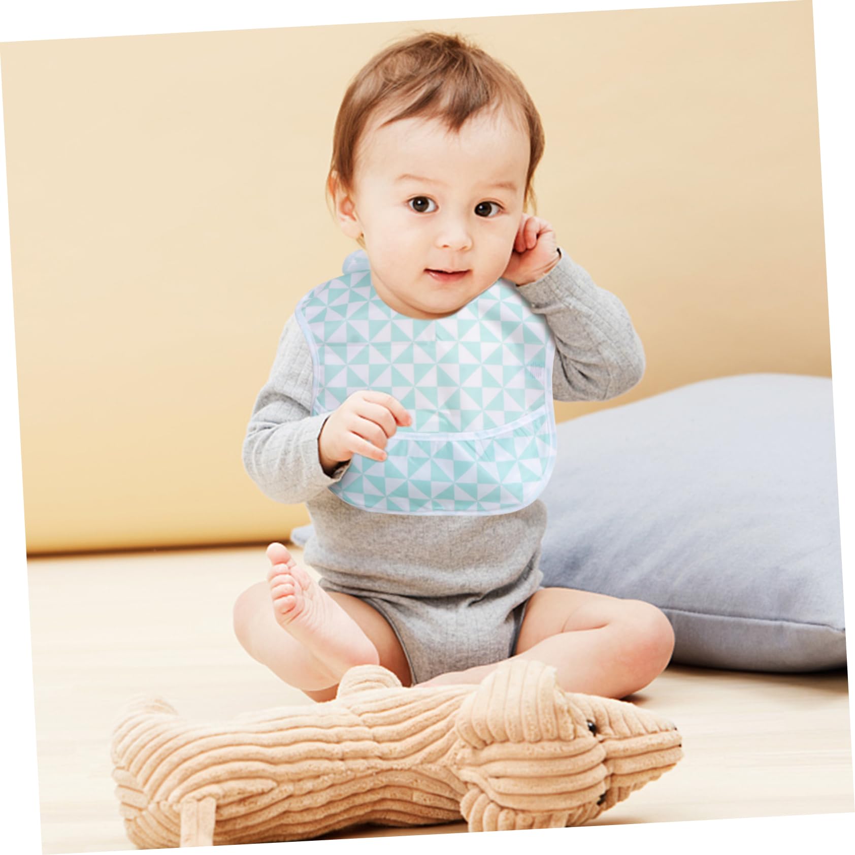 VICASKY 9piezas Baberos Impermeables De Diseño De Oso y Pingüino Toallas De Saliva Para Bebés Baberos Desmontables Alimentación Infantil